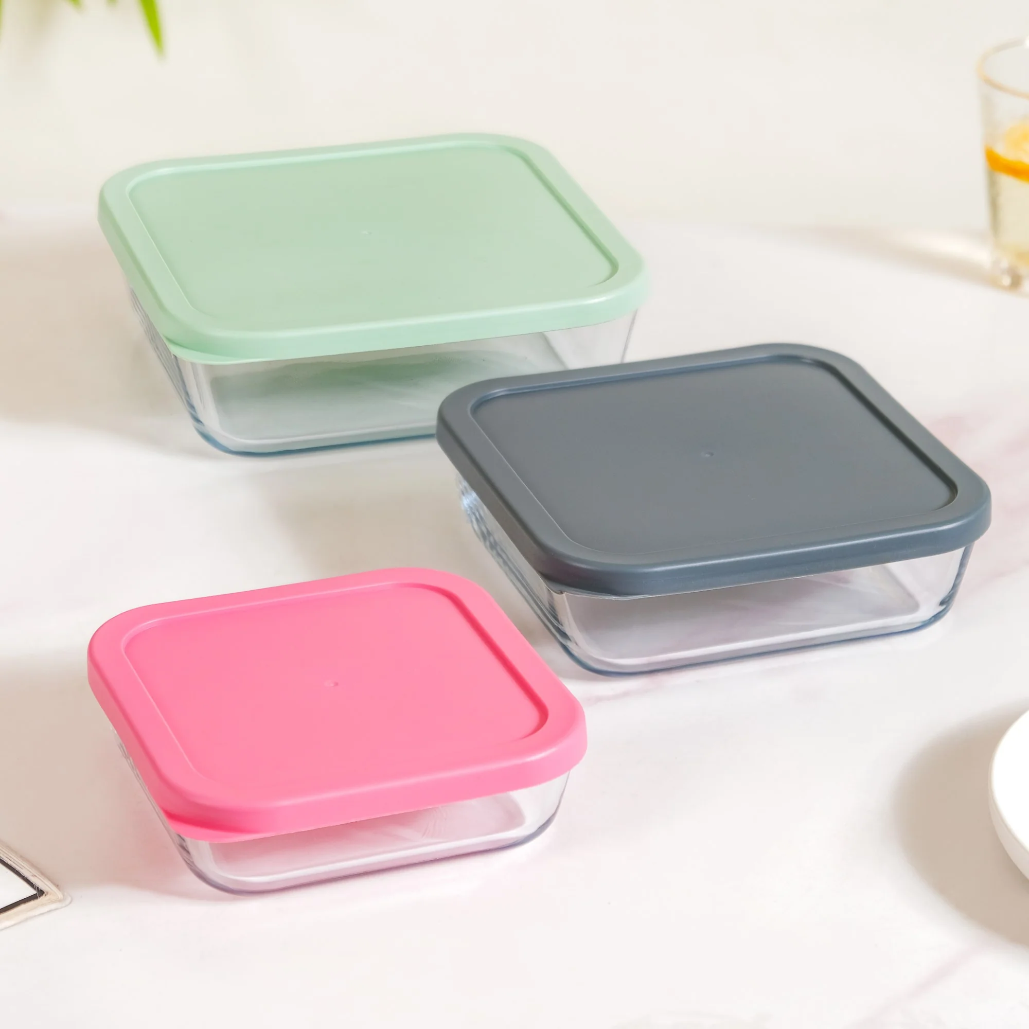 Set Of 3 Glass Container Box Nested - Image 3