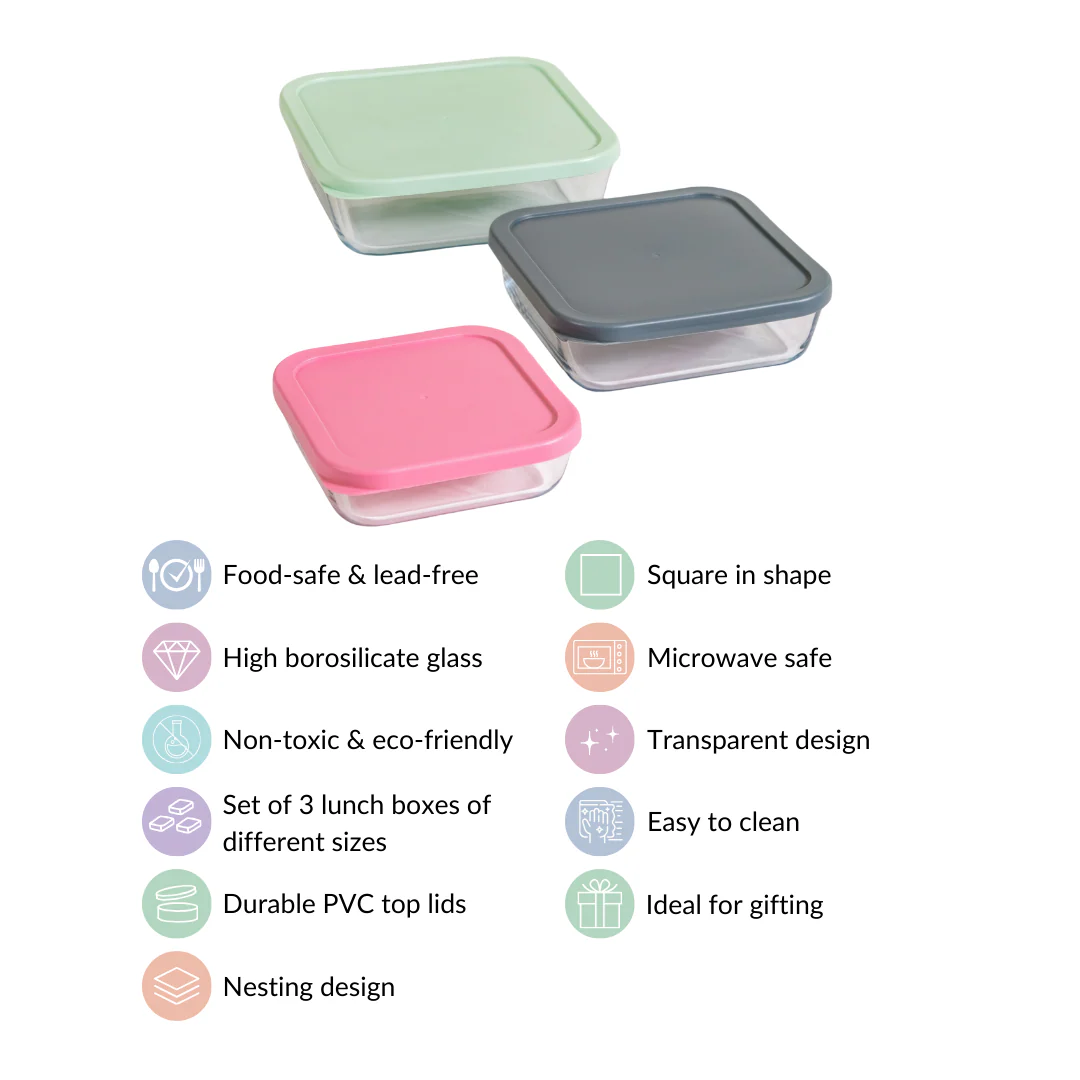 Set Of 3 Glass Container Box Nested - Image 5