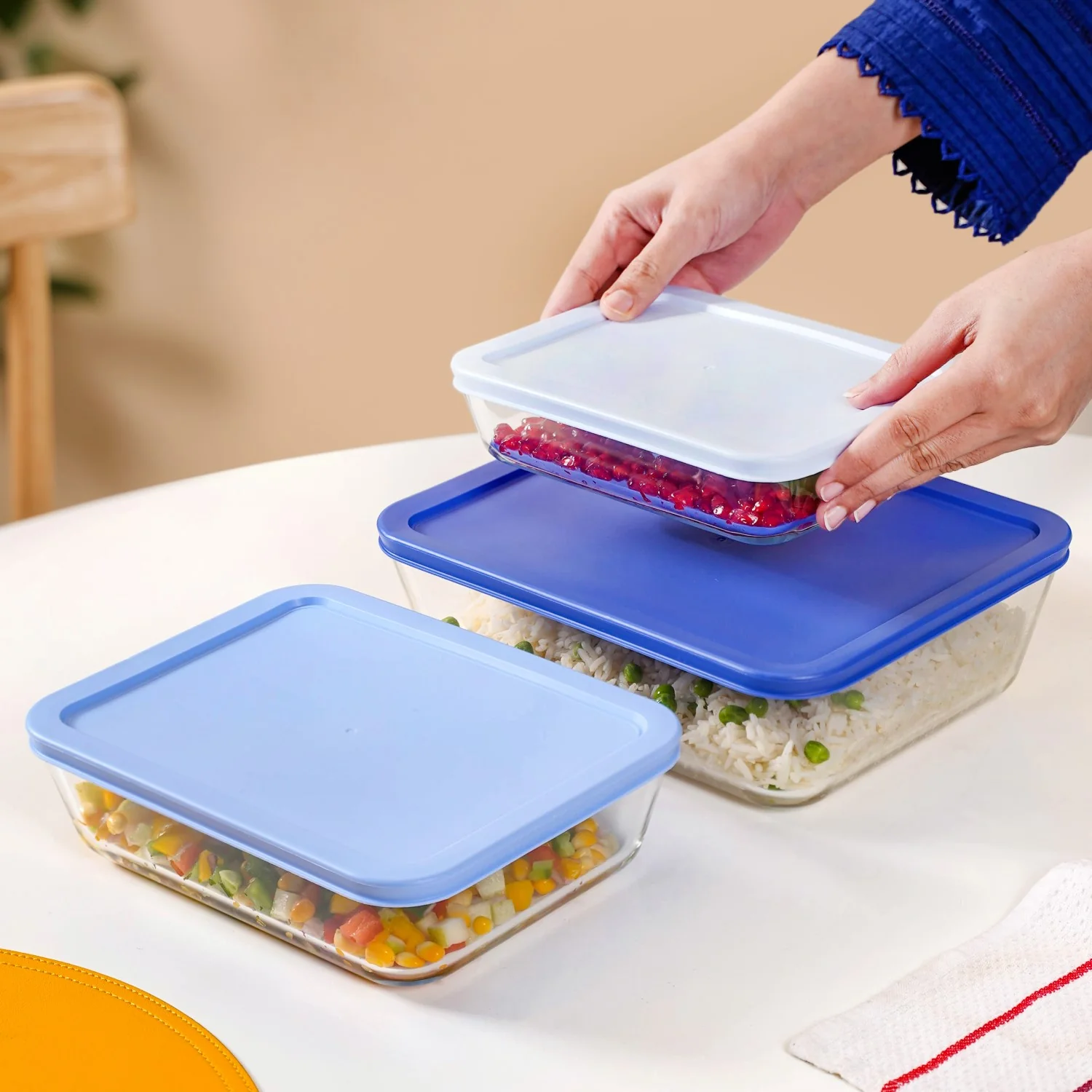 Set Of 3 Nested Design Glass Storage Containers S 700ml M 1400ml 2600ml - Image 3