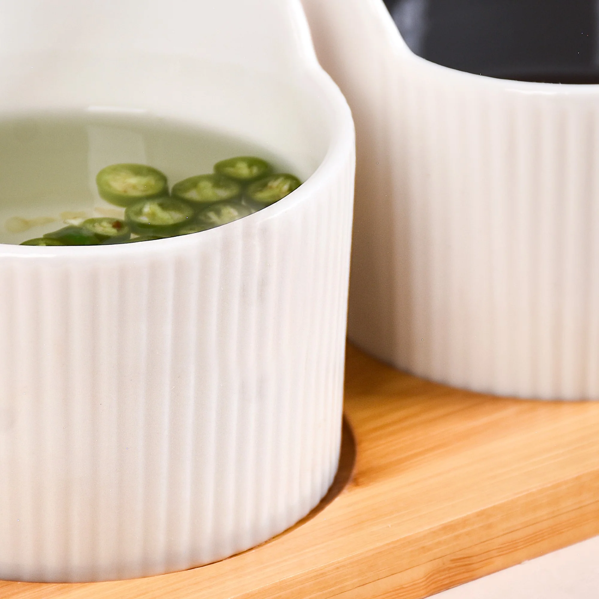 Set Of 3 Small Ceramic Bowls With Wooden Tray 180ml - Image 7