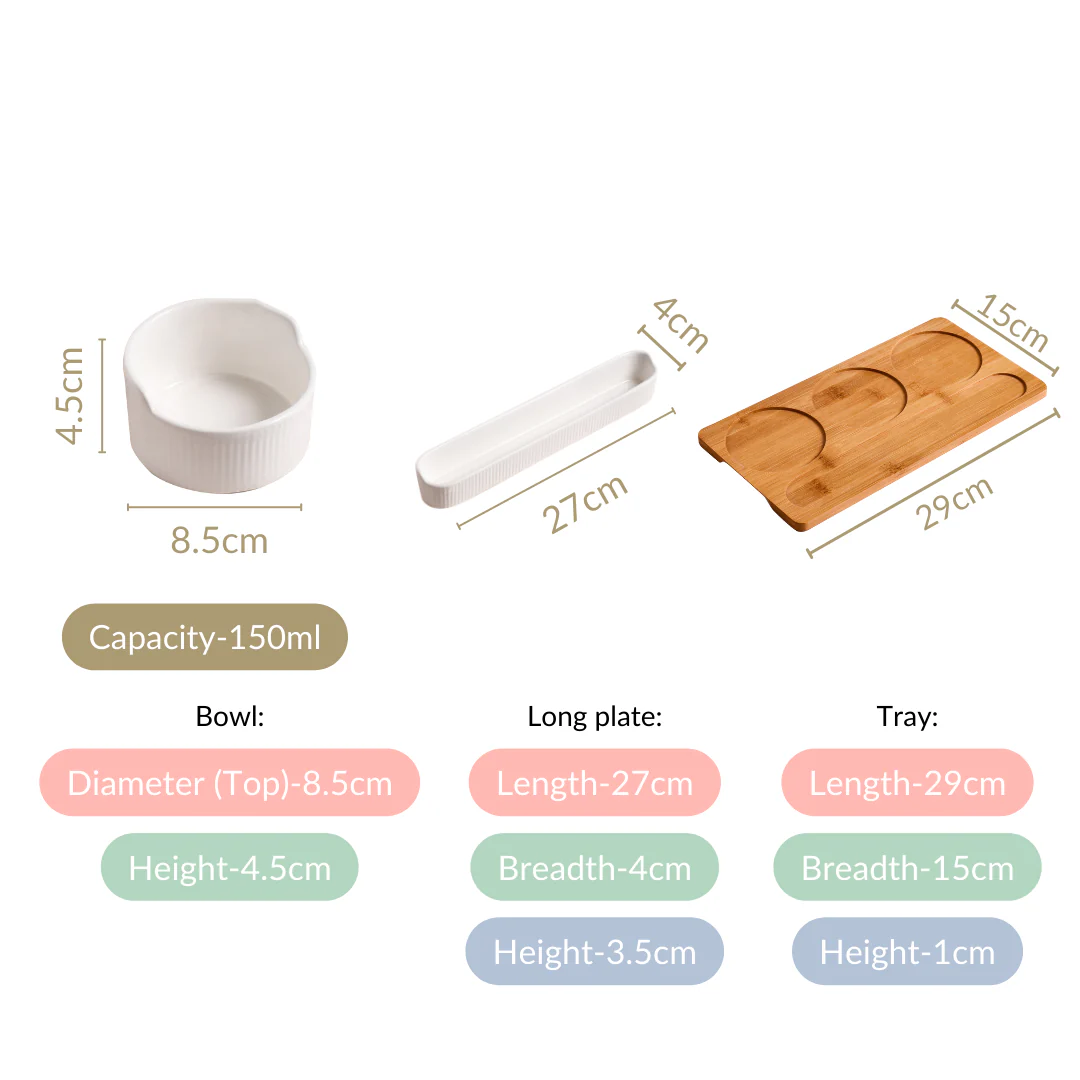 Set Of 4 Ceramic Bowls And Dish With Tray - Image 4