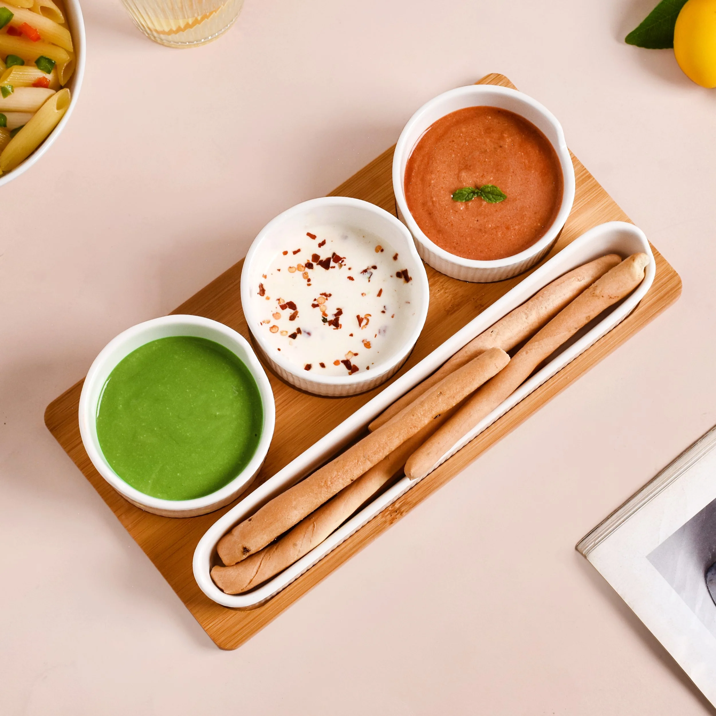Set Of 4 Ceramic Bowls And Dish With Tray - Image 6