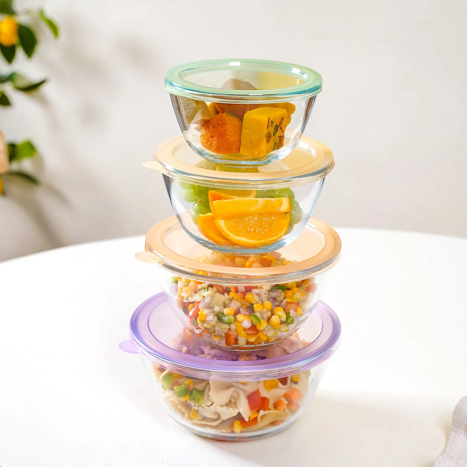 Set Of 4 Food Storage Containers With Nested Design S 500ml M 800ml L 1000ml XL 1600ml - Image 6