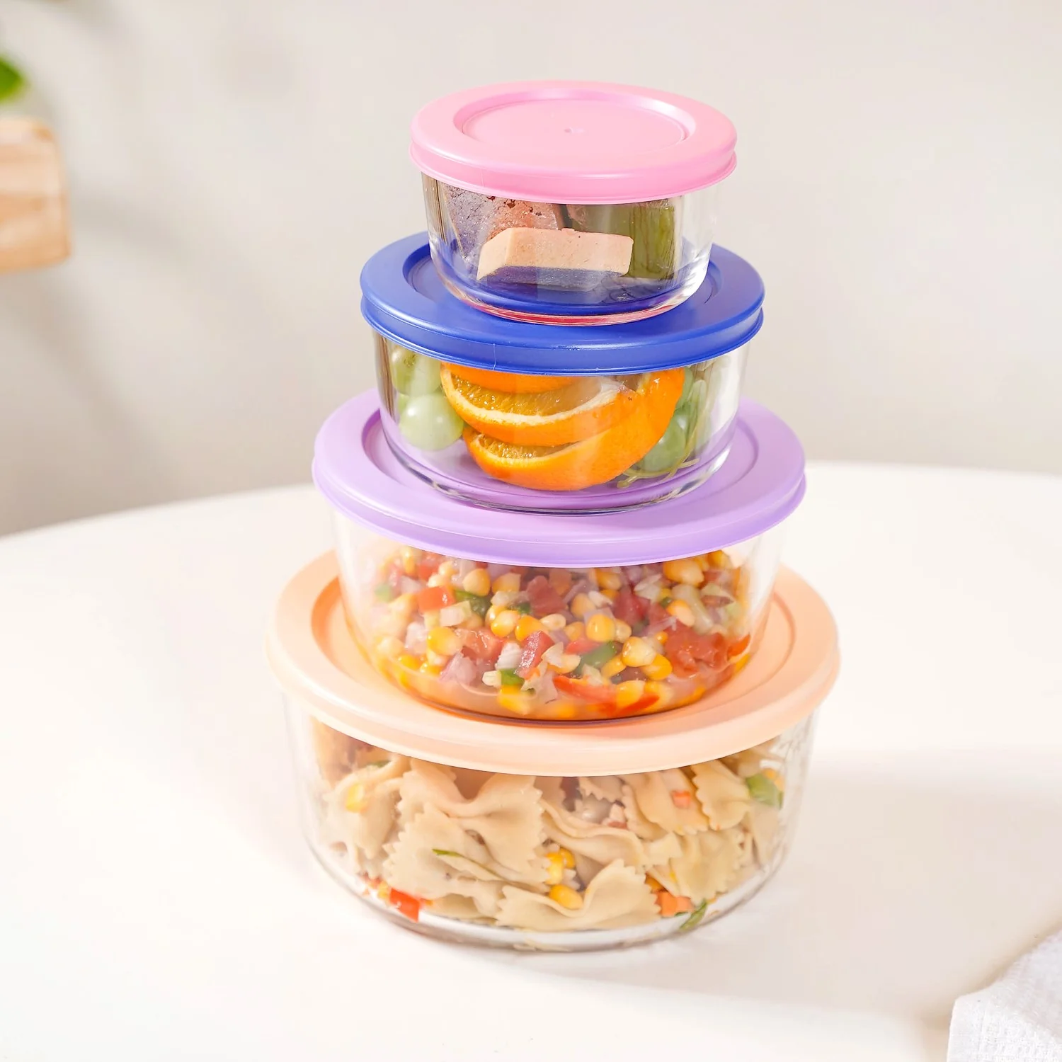 Set Of 4 Round Nested Transparent Glass Containers S 230ml M 460ml L 950ml XL 1650ml - Image 10