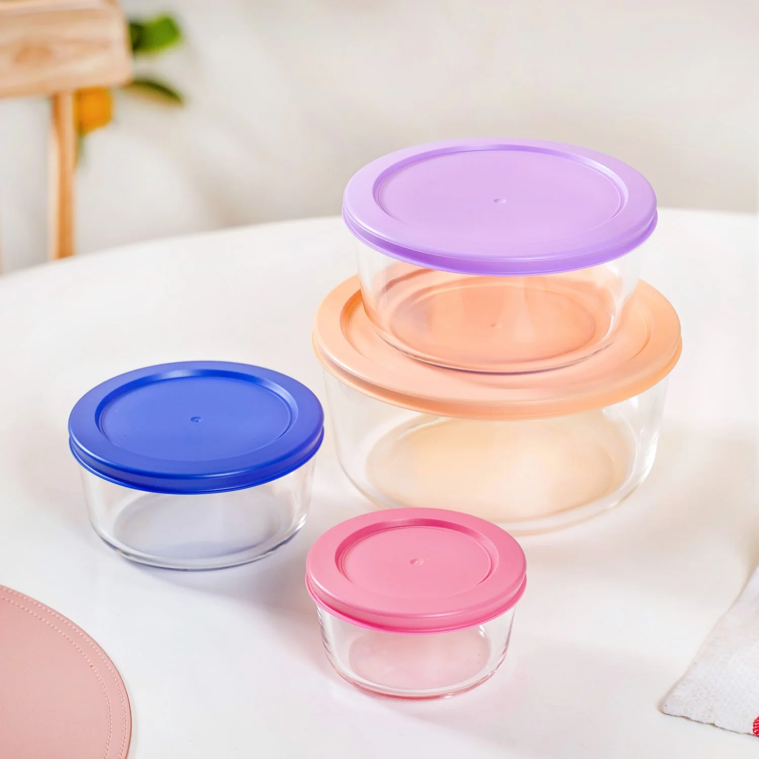 Set Of 4 Round Nested Transparent Glass Containers S 230ml M 460ml L 950ml XL 1650ml - Image 3