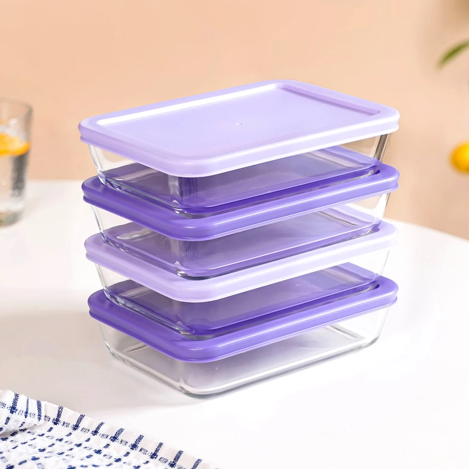 Set Of 4 Shallow Borosilicate Glass Food Storage Container 700ml - Image 4