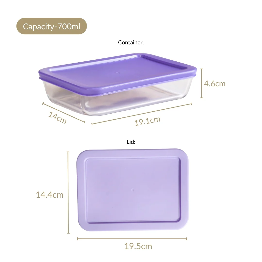 Set Of 4 Shallow Borosilicate Glass Food Storage Container 700ml - Image 5