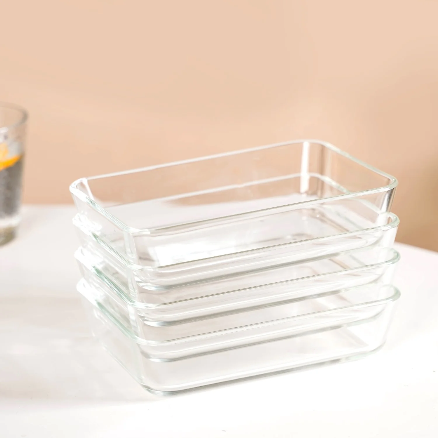 Set Of 4 Shallow Borosilicate Glass Food Storage Container 700ml - Image 8