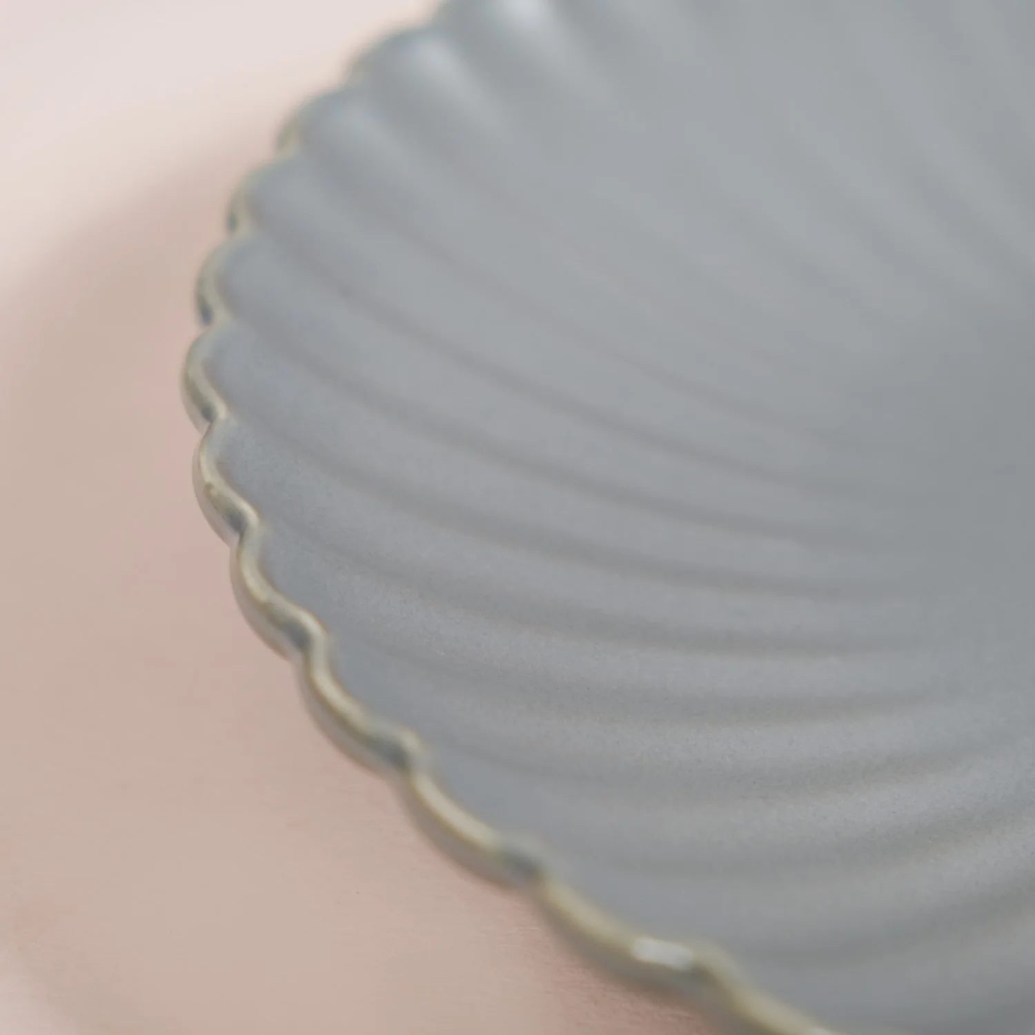 Set Of 4 Solid Grey Scallop Snack Plates 8 Inch - Image 10