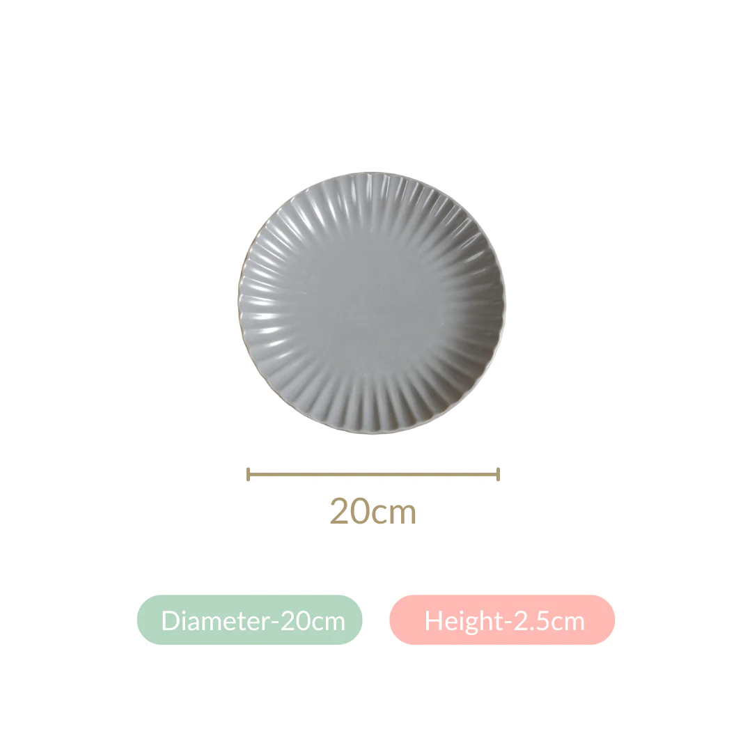 Set Of 4 Solid Grey Scallop Snack Plates 8 Inch - Image 6