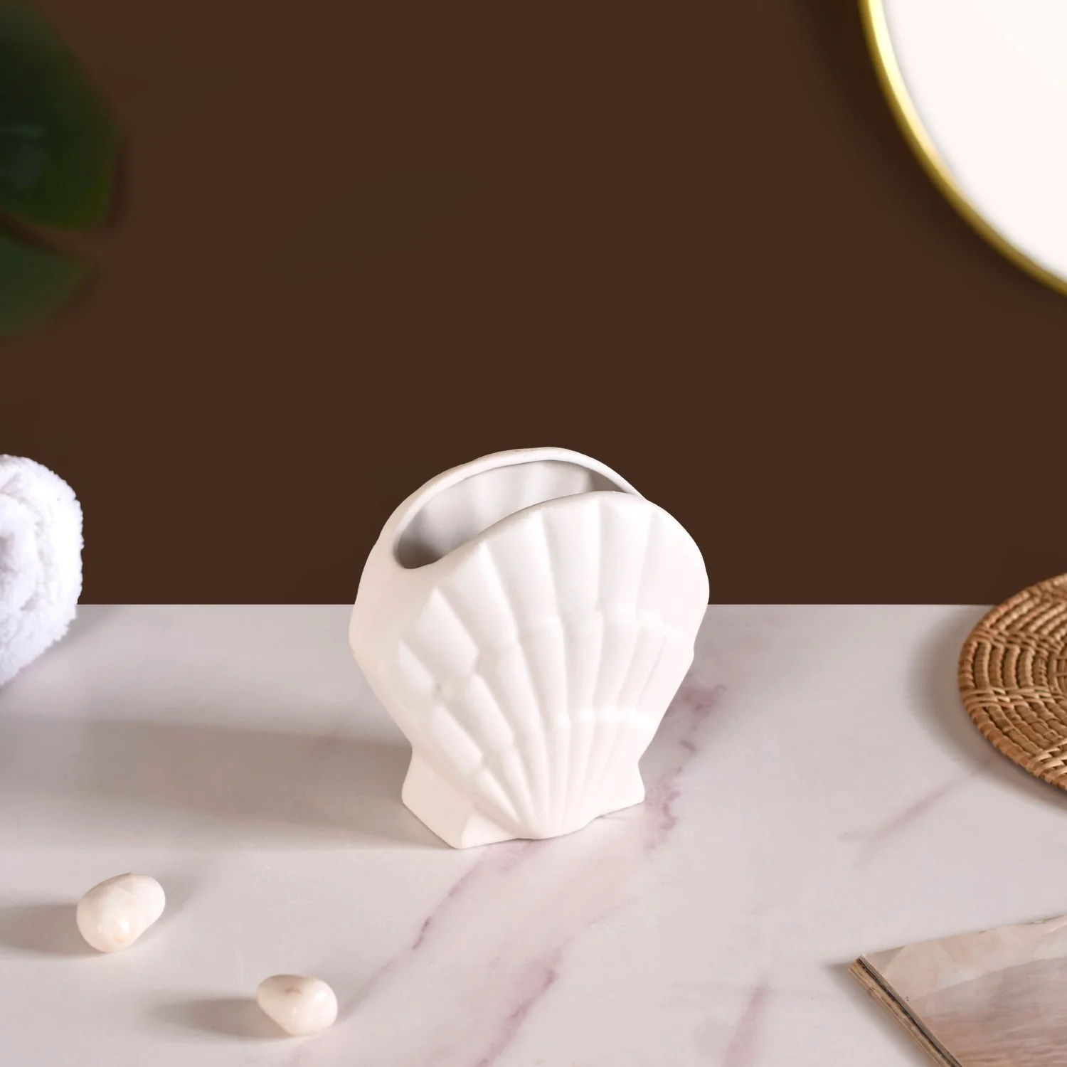 Shell Shaped Ceramic Bathroom Set Of 2 White - Image 7