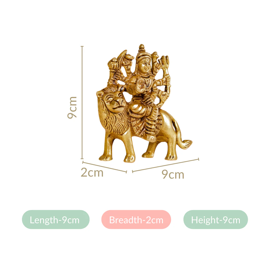 Simhavahini Goddess Durga Idol For Prayer Room 9cm - Image 4
