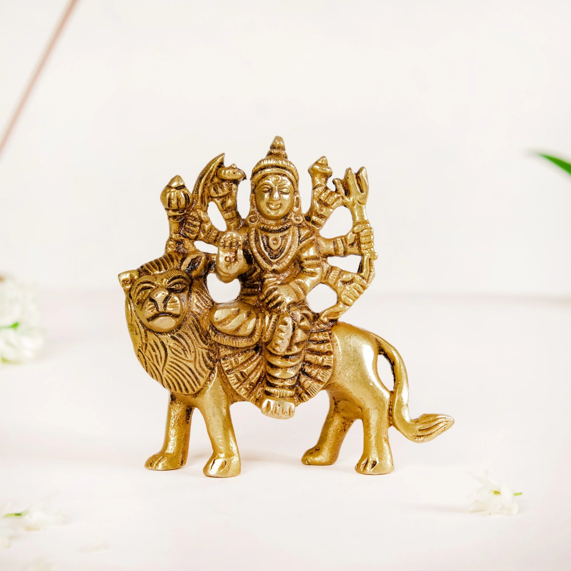 Simhavahini Goddess Durga Idol For Prayer Room 9cm - Image 6