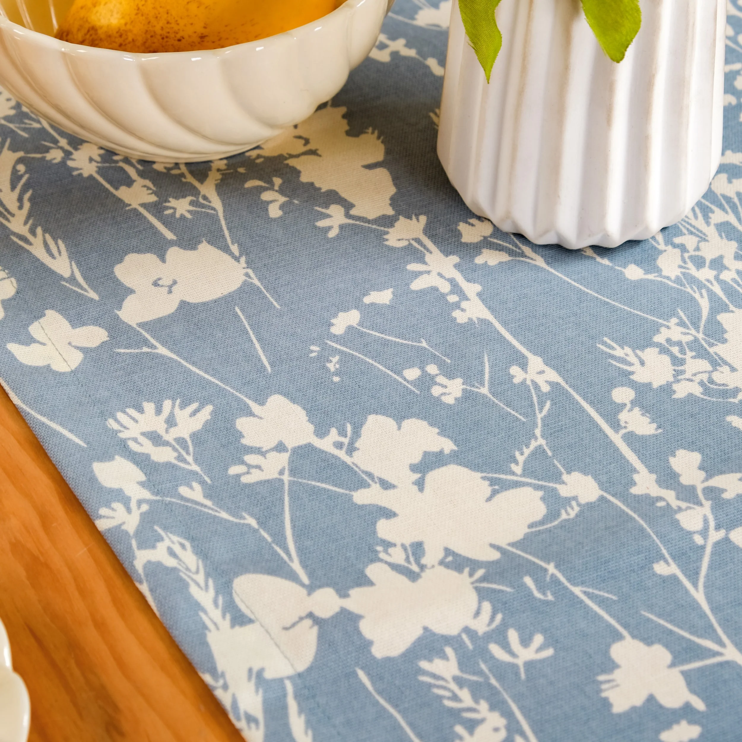 Slate Blue 6 Seater Pure Cotton Runner 185x35cm - Image 2