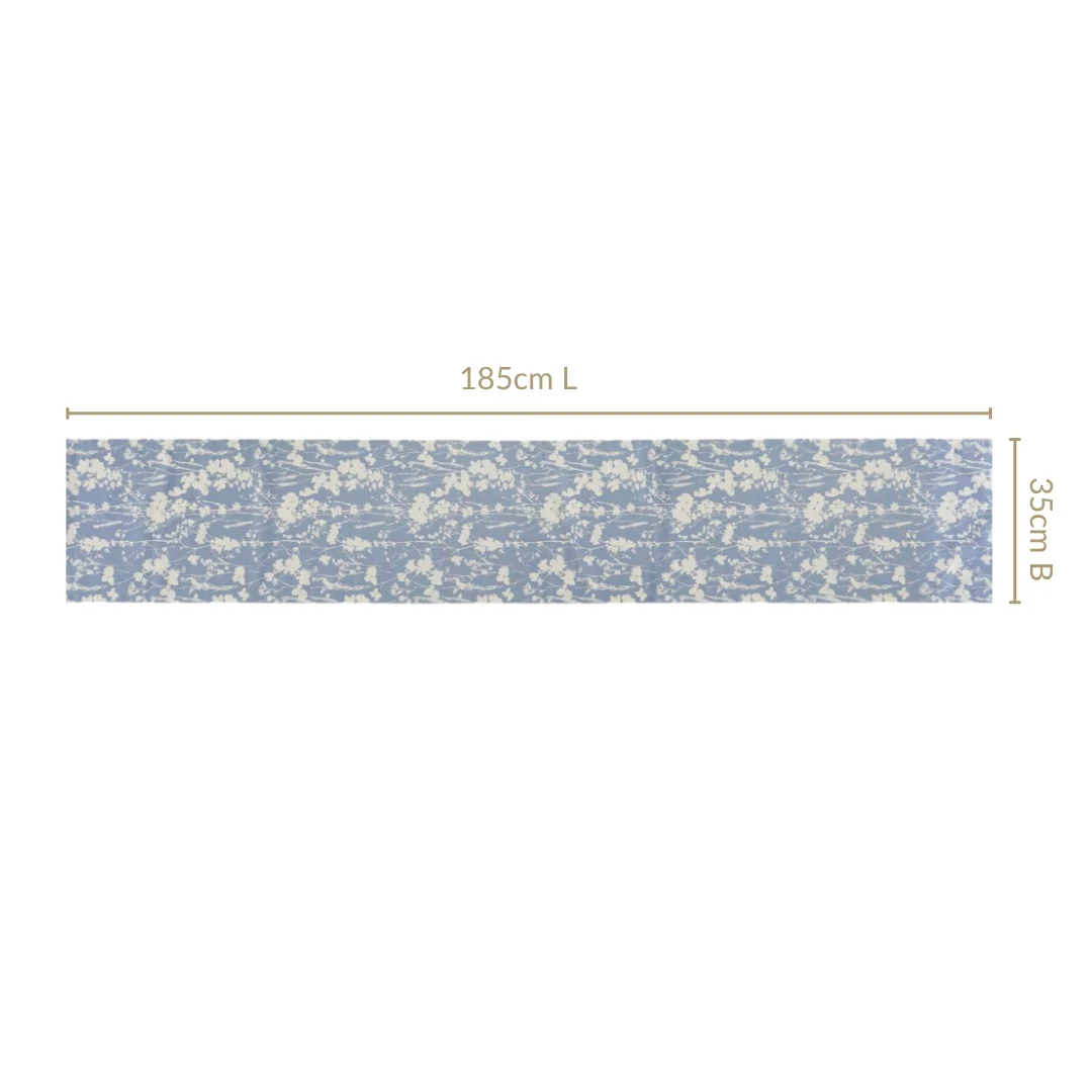 Slate Blue 6 Seater Pure Cotton Runner 185x35cm - Image 3