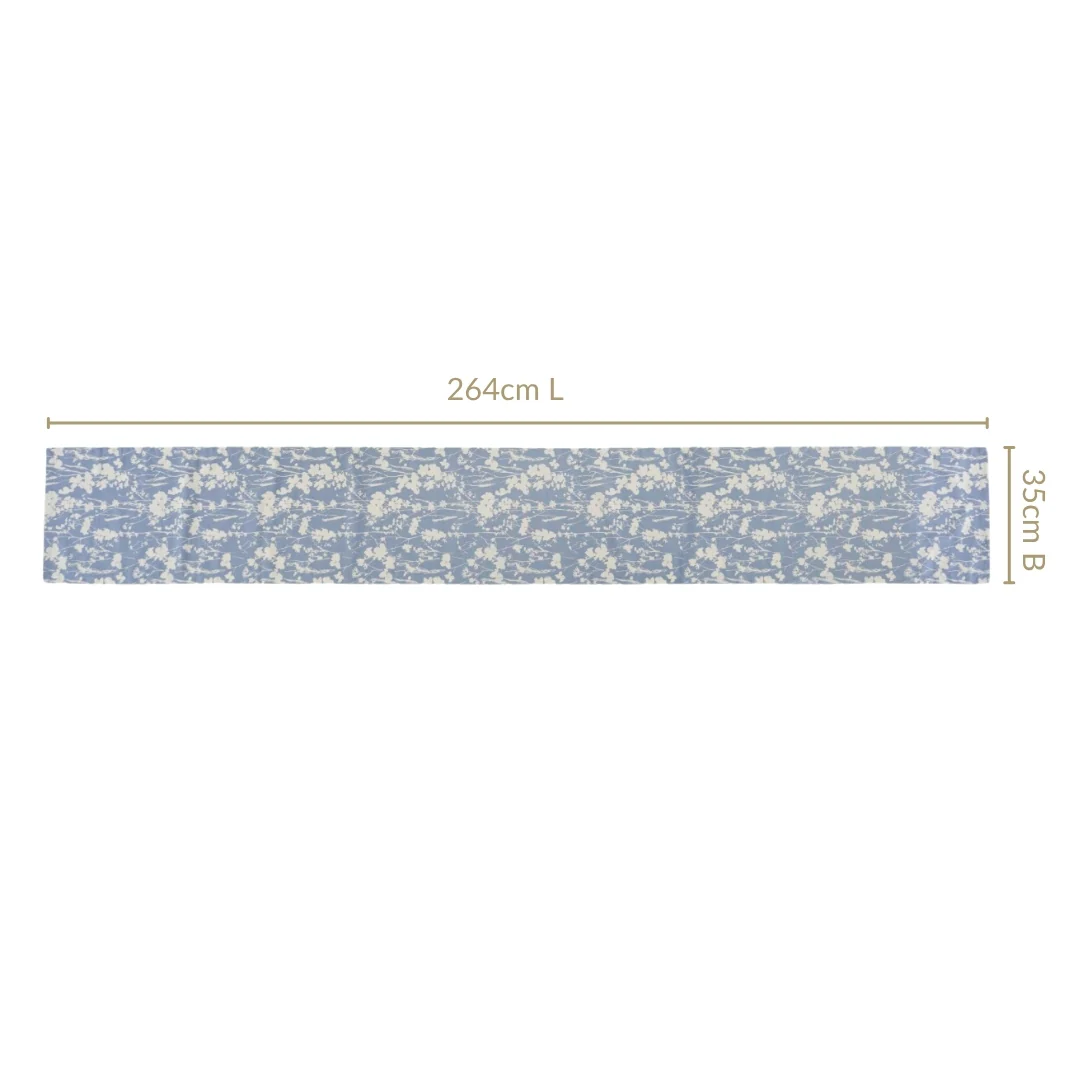 Slate Blue 8 Seater Pure Cotton Runner 264x35cm - Image 3
