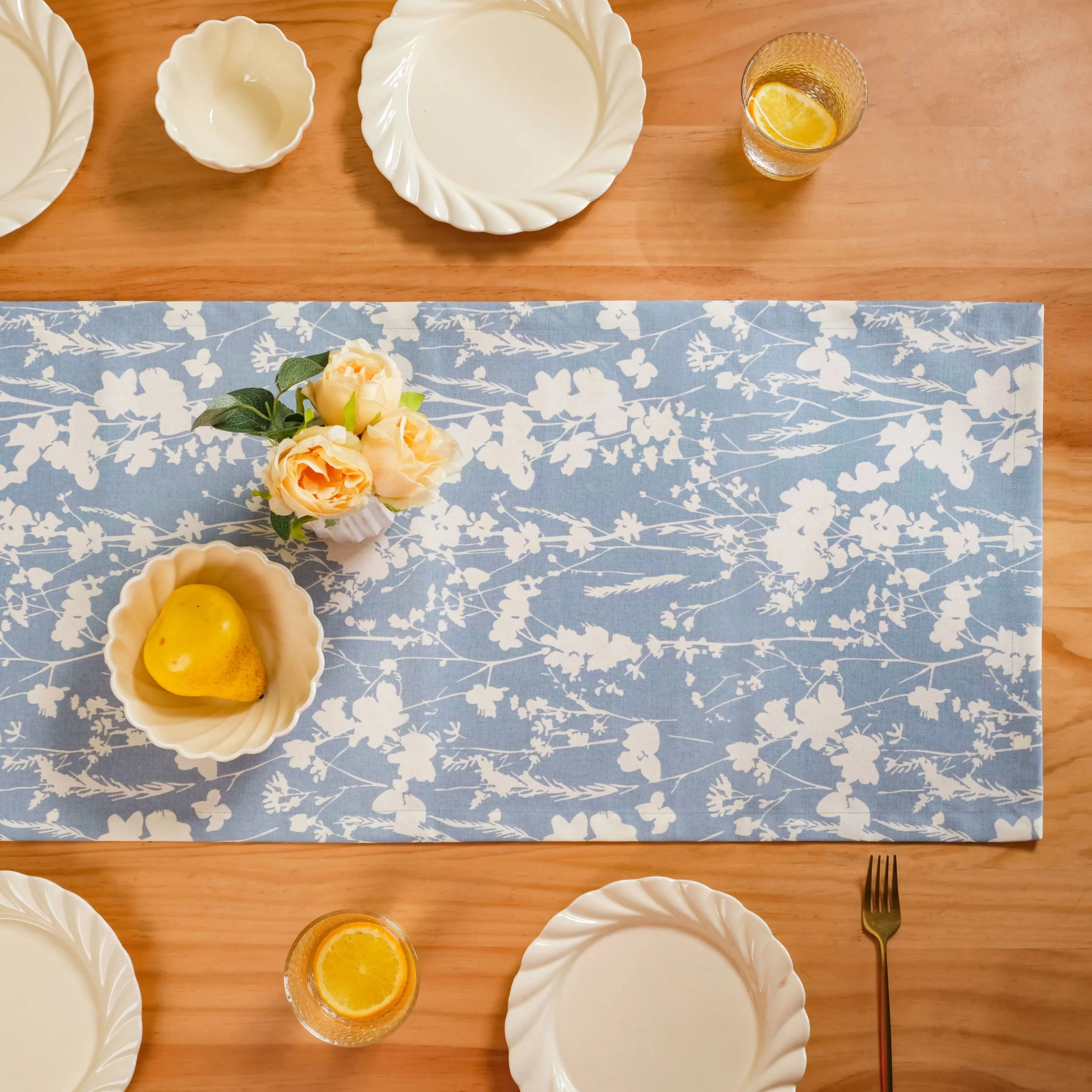 Slate Blue 8 Seater Pure Cotton Runner 264x35cm - Image 7