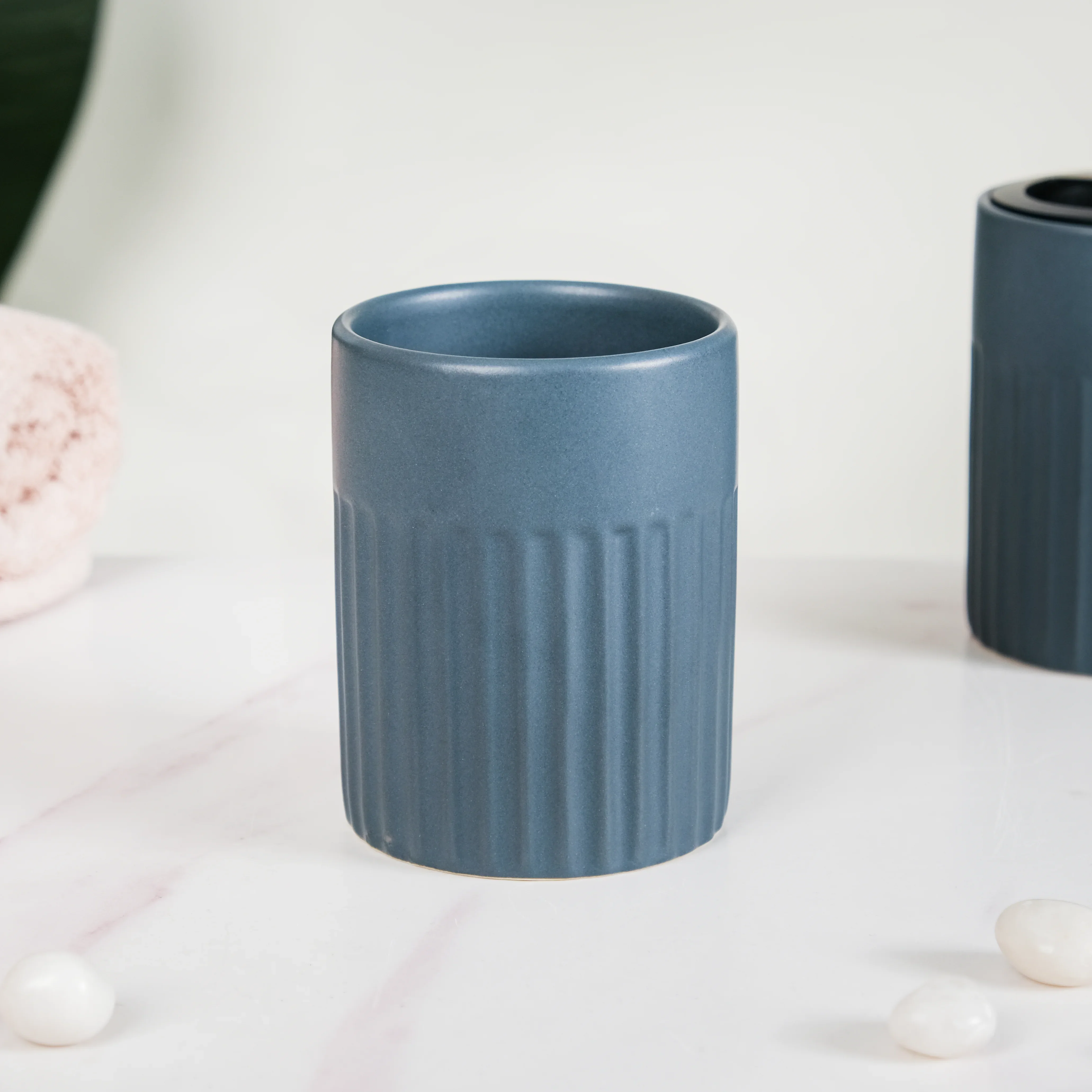 Slate Blue Ceramic Bath Set Of 3 - Image 11