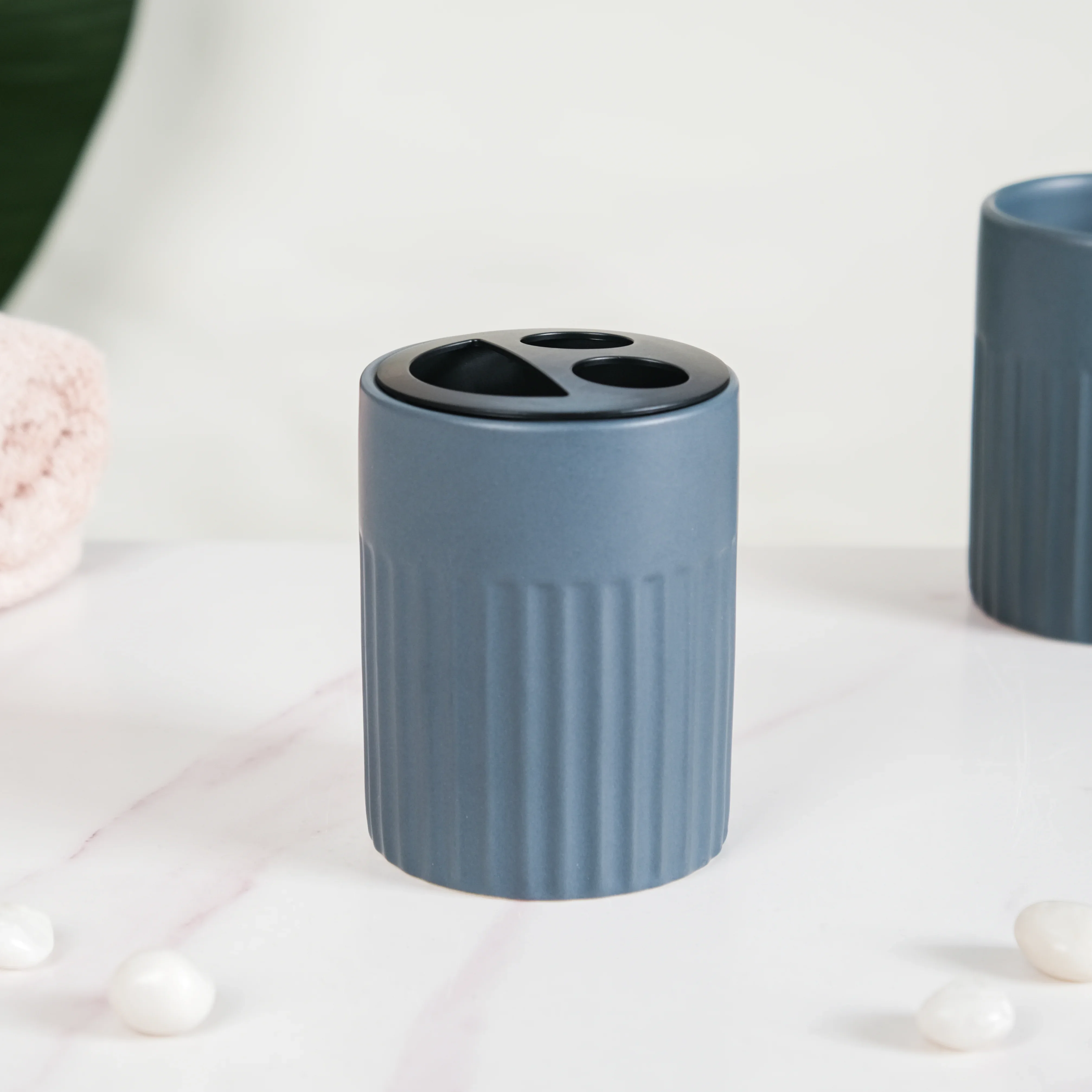 Slate Blue Ceramic Bath Set Of 3 - Image 13