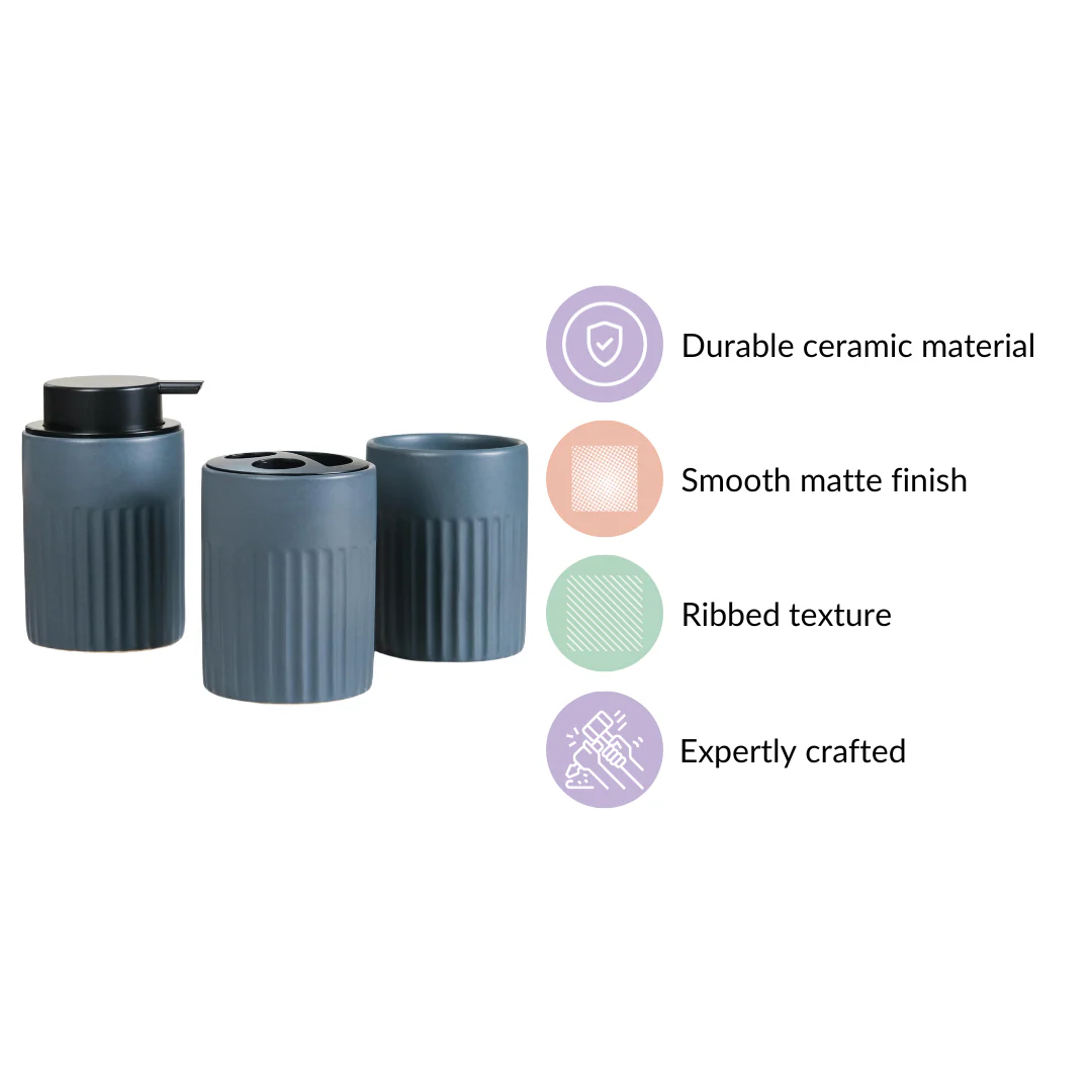 Slate Blue Ceramic Bath Set Of 3 - Image 4