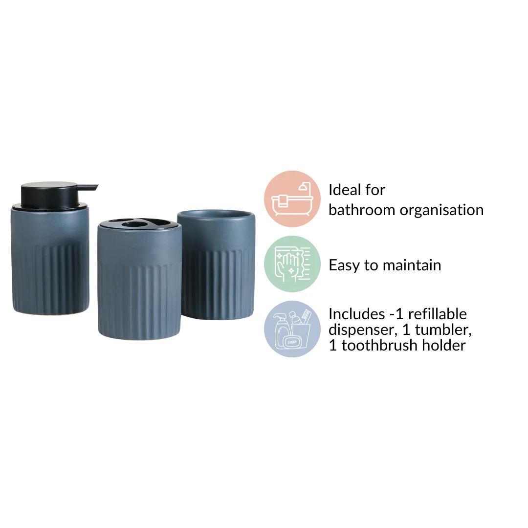 Slate Blue Ceramic Bath Set Of 3 - Image 5