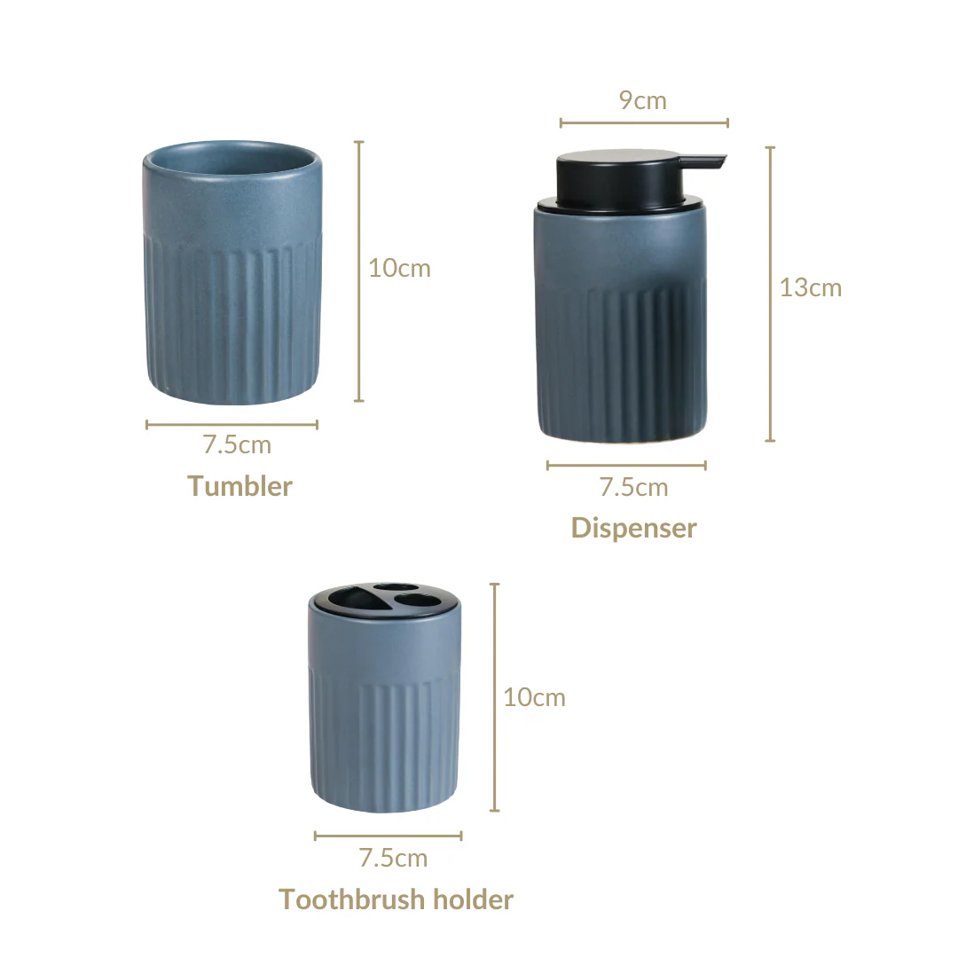Slate Blue Ceramic Bath Set Of 3 - Image 6