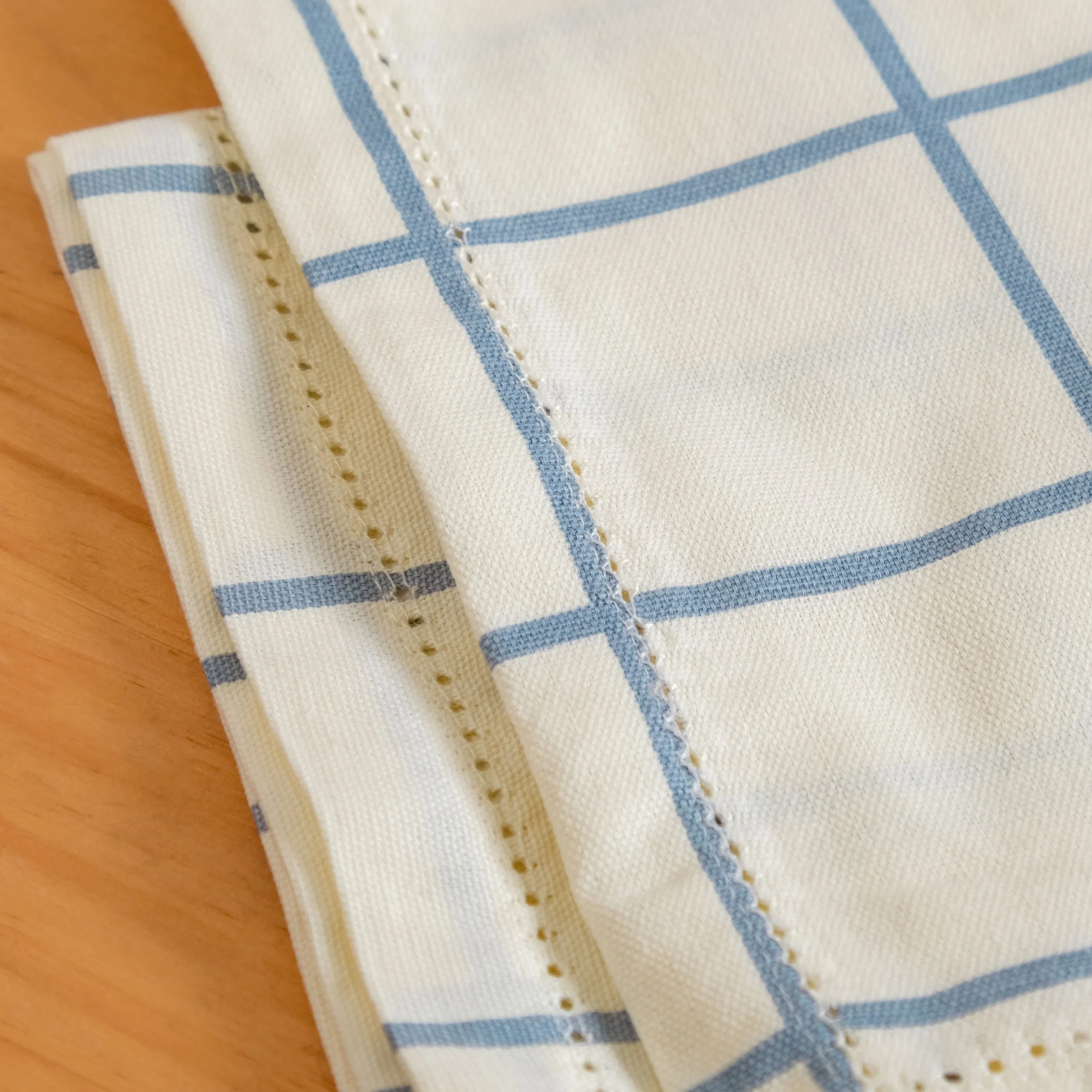 Slate Blue Grid Pure Cotton Table Napkin Set Of 4 - Image 6
