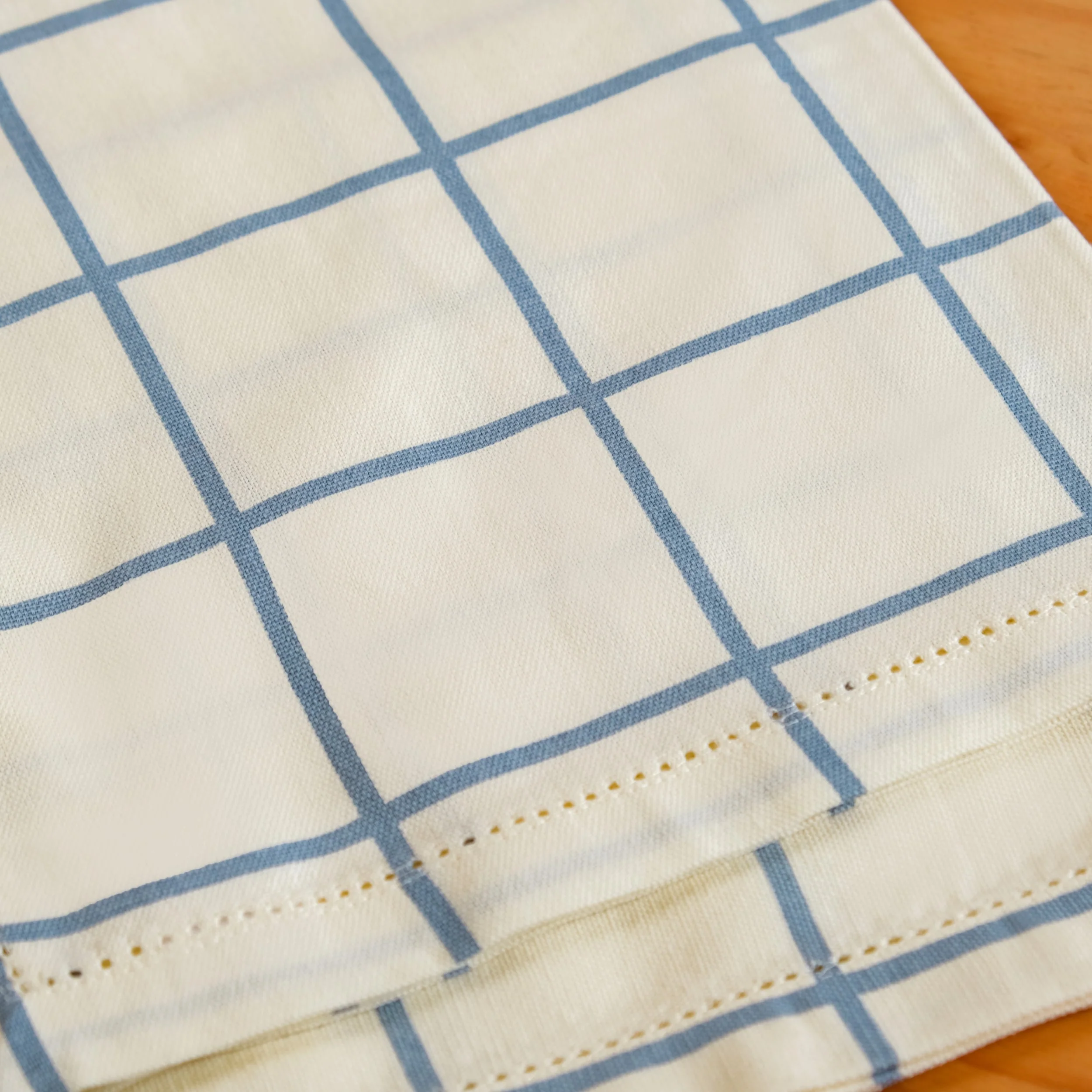 Slate Blue Grid Pure Cotton Table Napkin Set Of 6 - Image 2