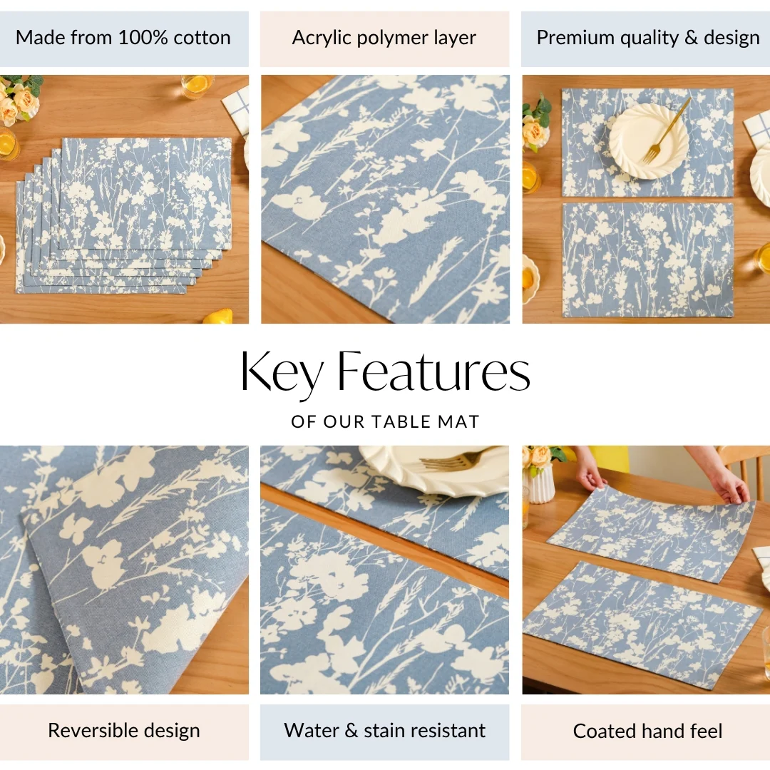 Slate Blue Cotton Placemat Set Of 6 - Image 5