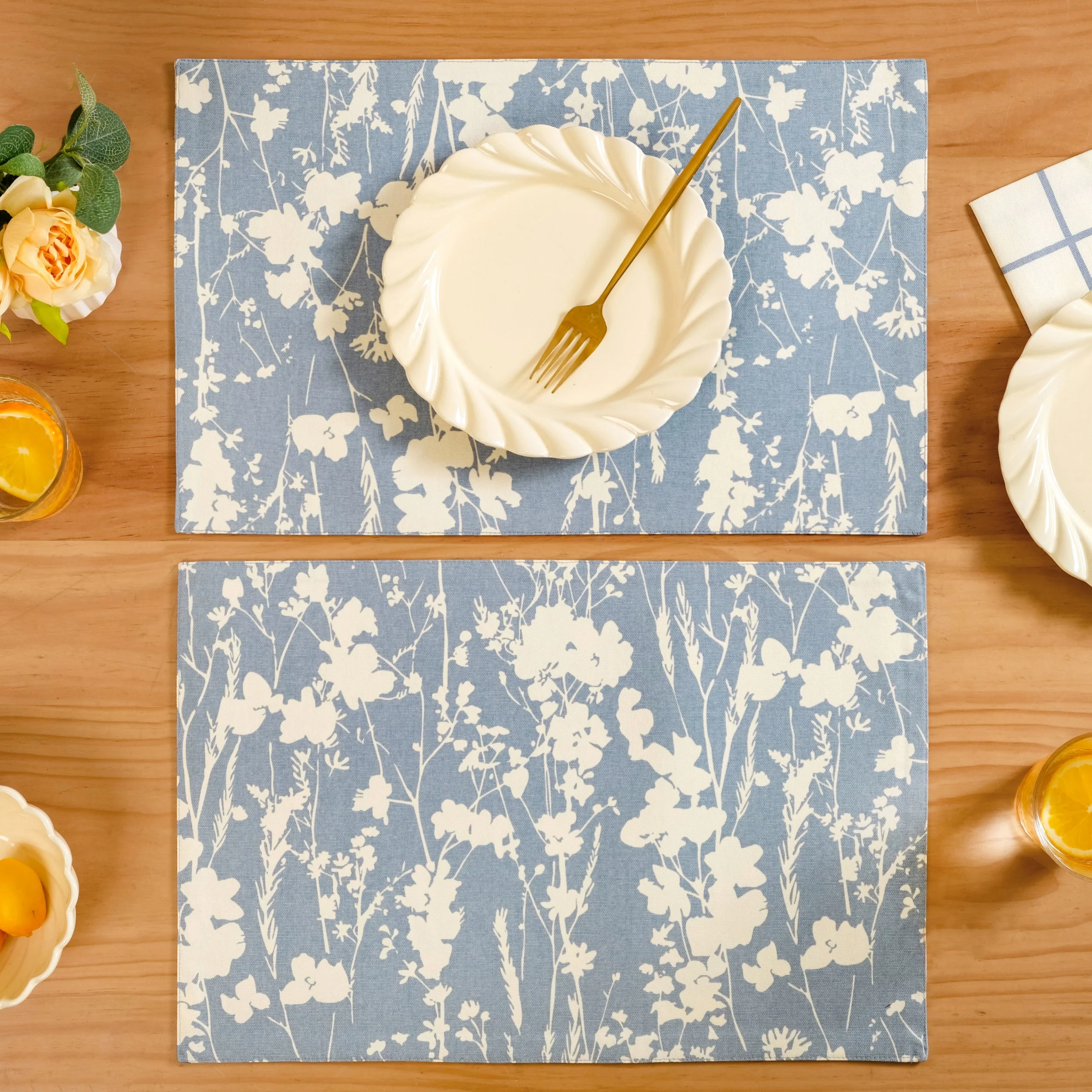 Slate Blue Cotton Placemat Set Of 6 - Image 8