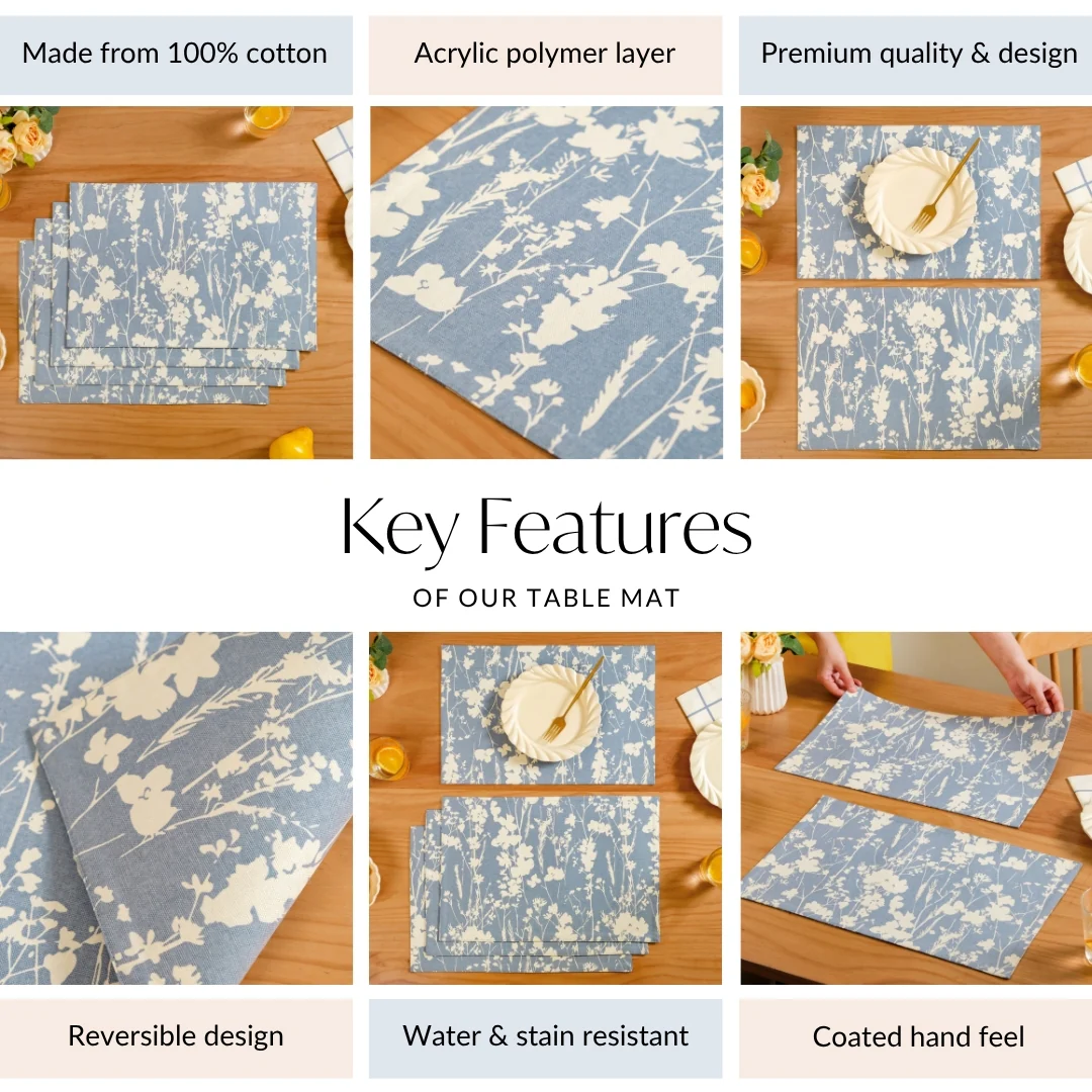 Slate Blue Pure Cotton Placemat Set Of 4 - Image 5