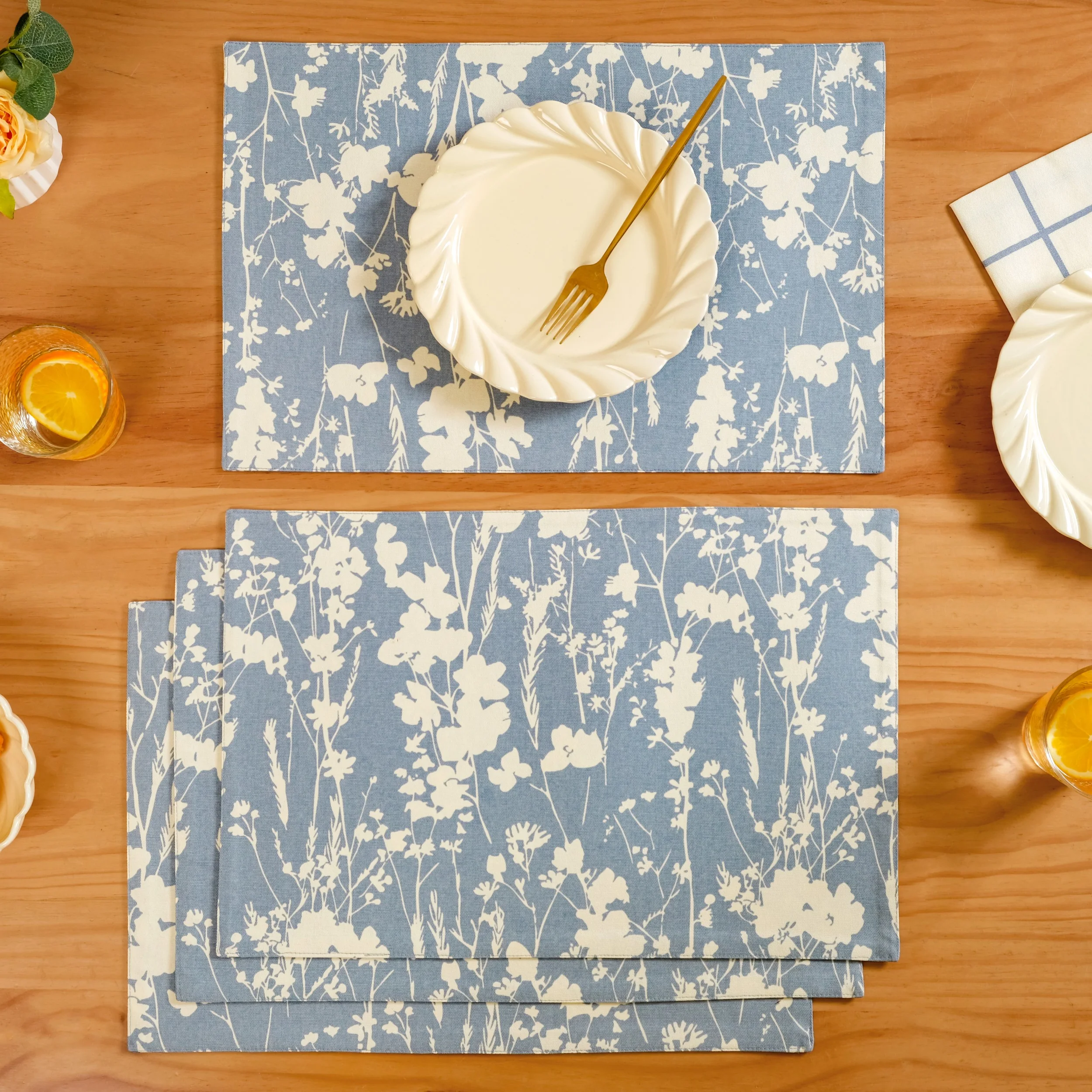 Slate Blue Pure Cotton Placemat Set Of 4 - Image 7
