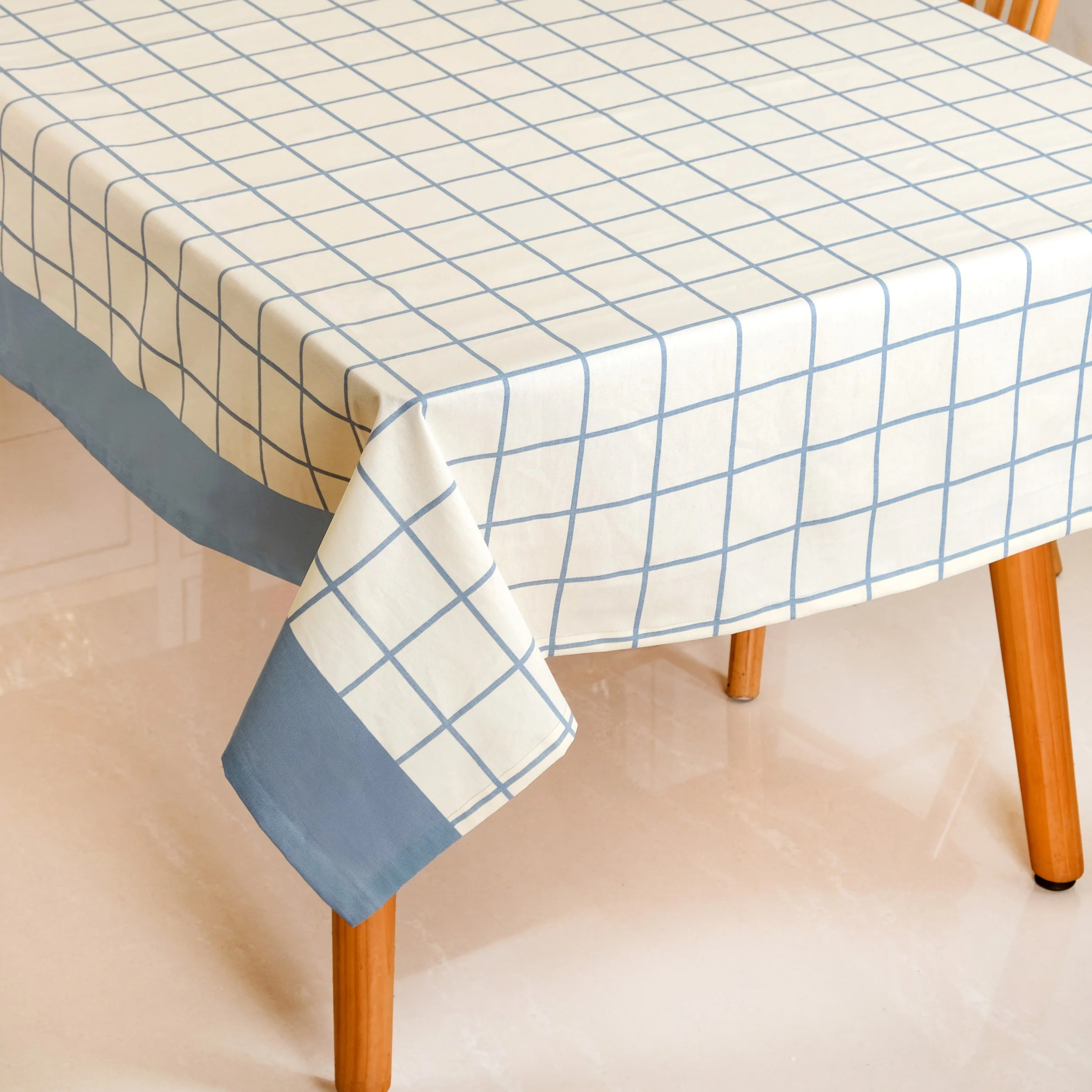 Slate Blue Pure Cotton Water Resistant 6 Seater Tablecloth 203x152cm - Image 2