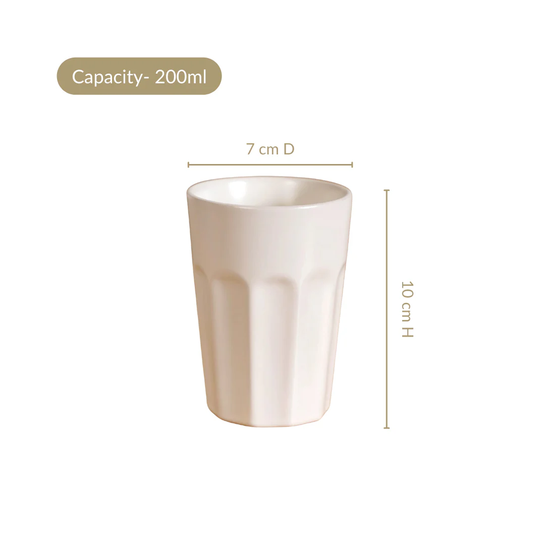 Small Retro Fluted Tumbler Set Of 4 White 200ml - Image 4