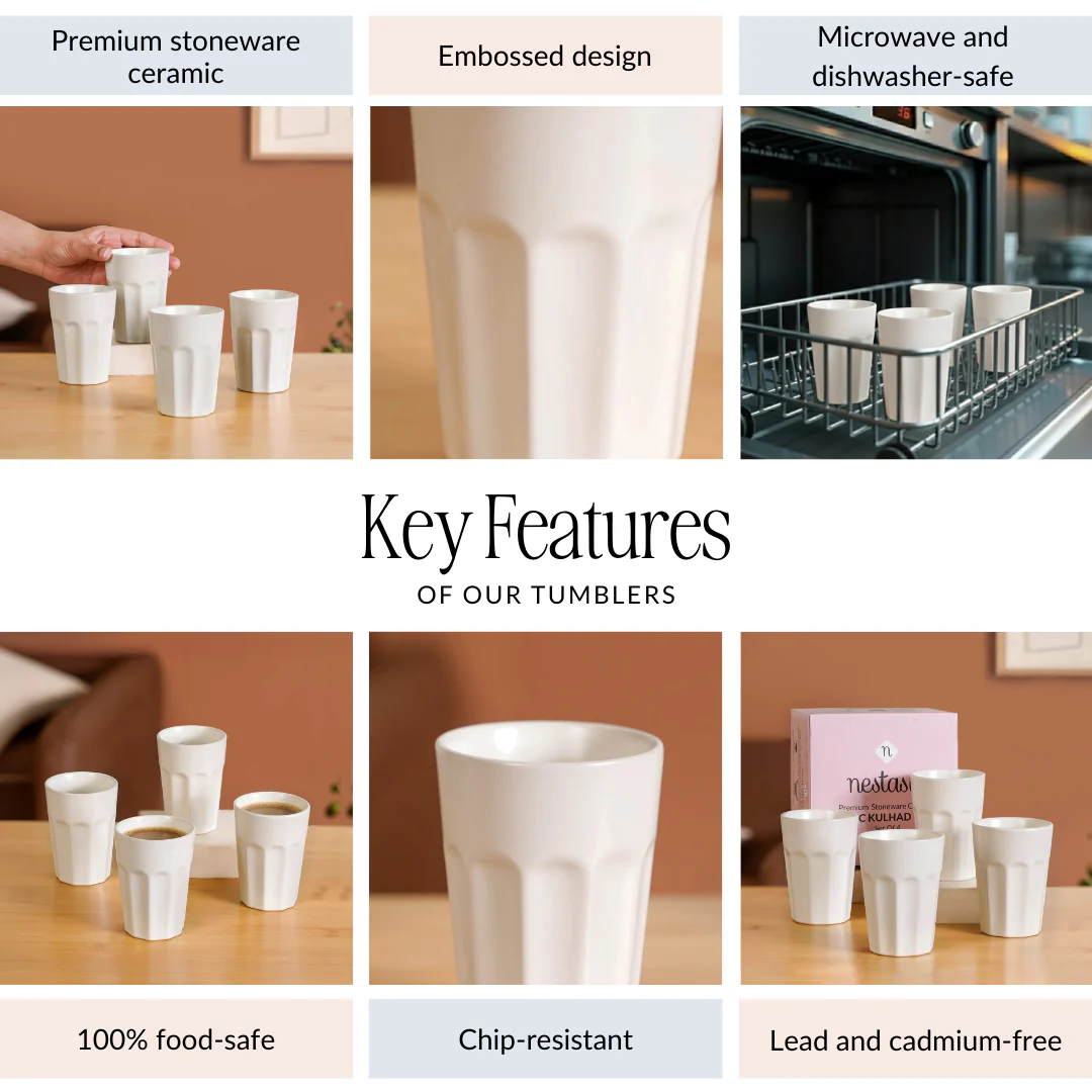 Small Retro Fluted Tumbler Set Of 4 White 200ml - Image 5