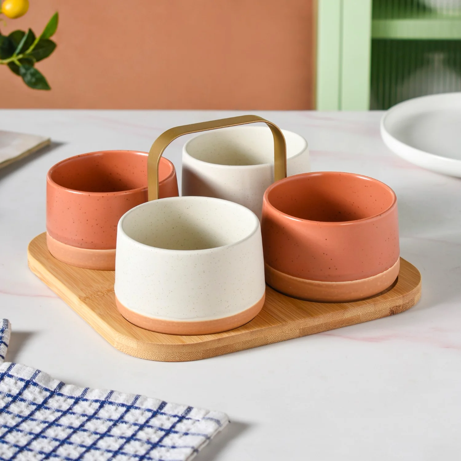 Snack Serving Bowl Platter With Handle Set Of 5 - Image 9