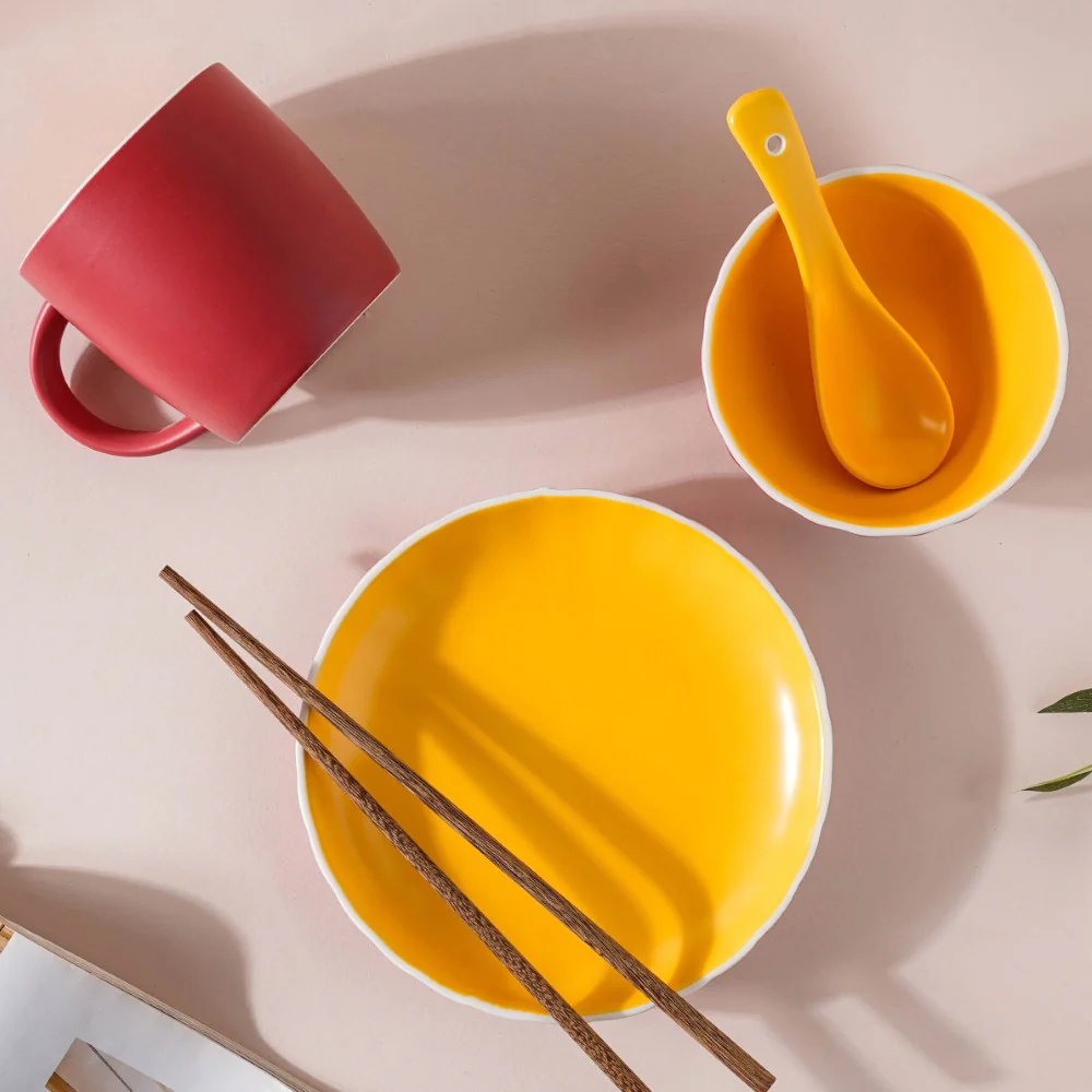 Chrome 5 Piece Red Snack Set For 1 - Image 3