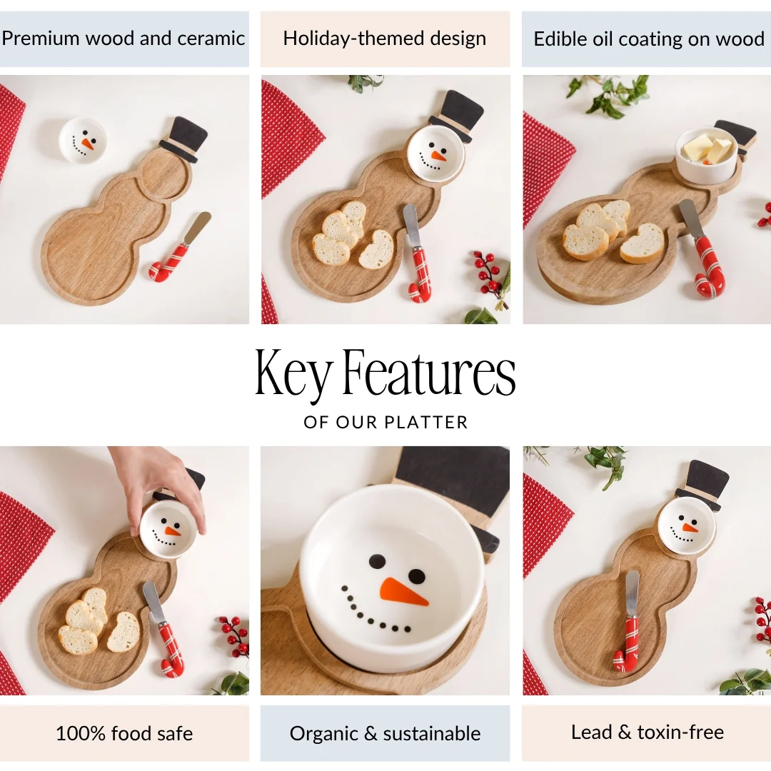Snowman Bowl Board And Candy Cane Knife Set Of 3 - Image 6