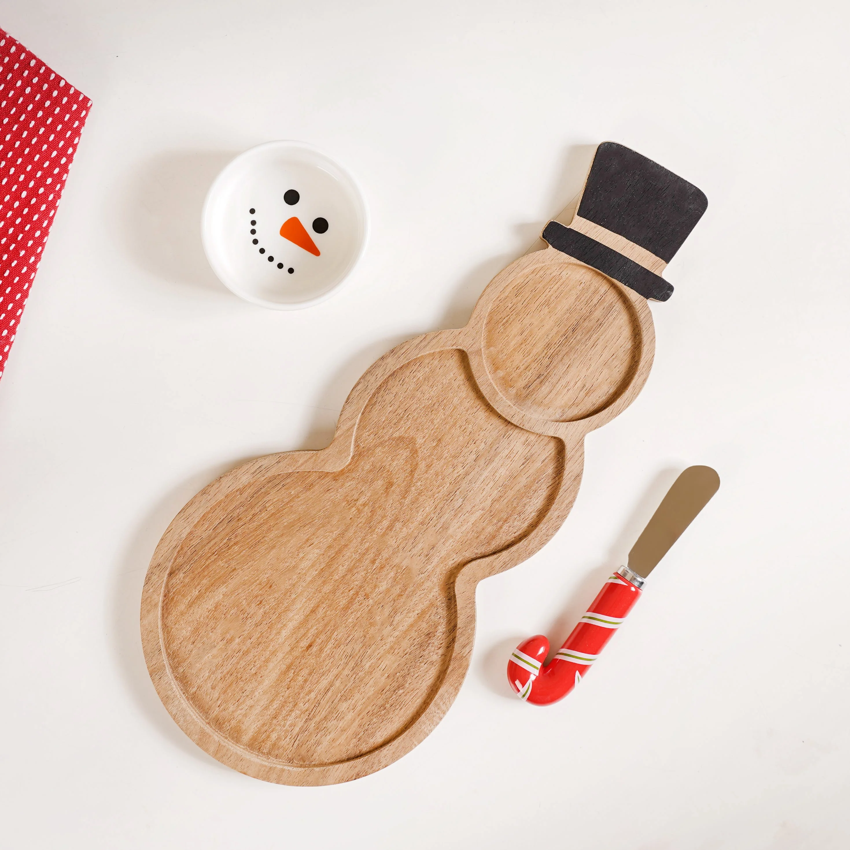 Snowman Bowl Board And Candy Cane Knife Set Of 3 - Image 7