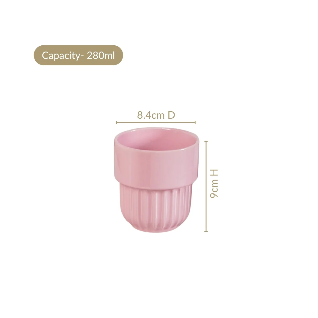 Snugsy Blush Pink Ceramic Stackable Cup Set Of 4 280ml - Image 3