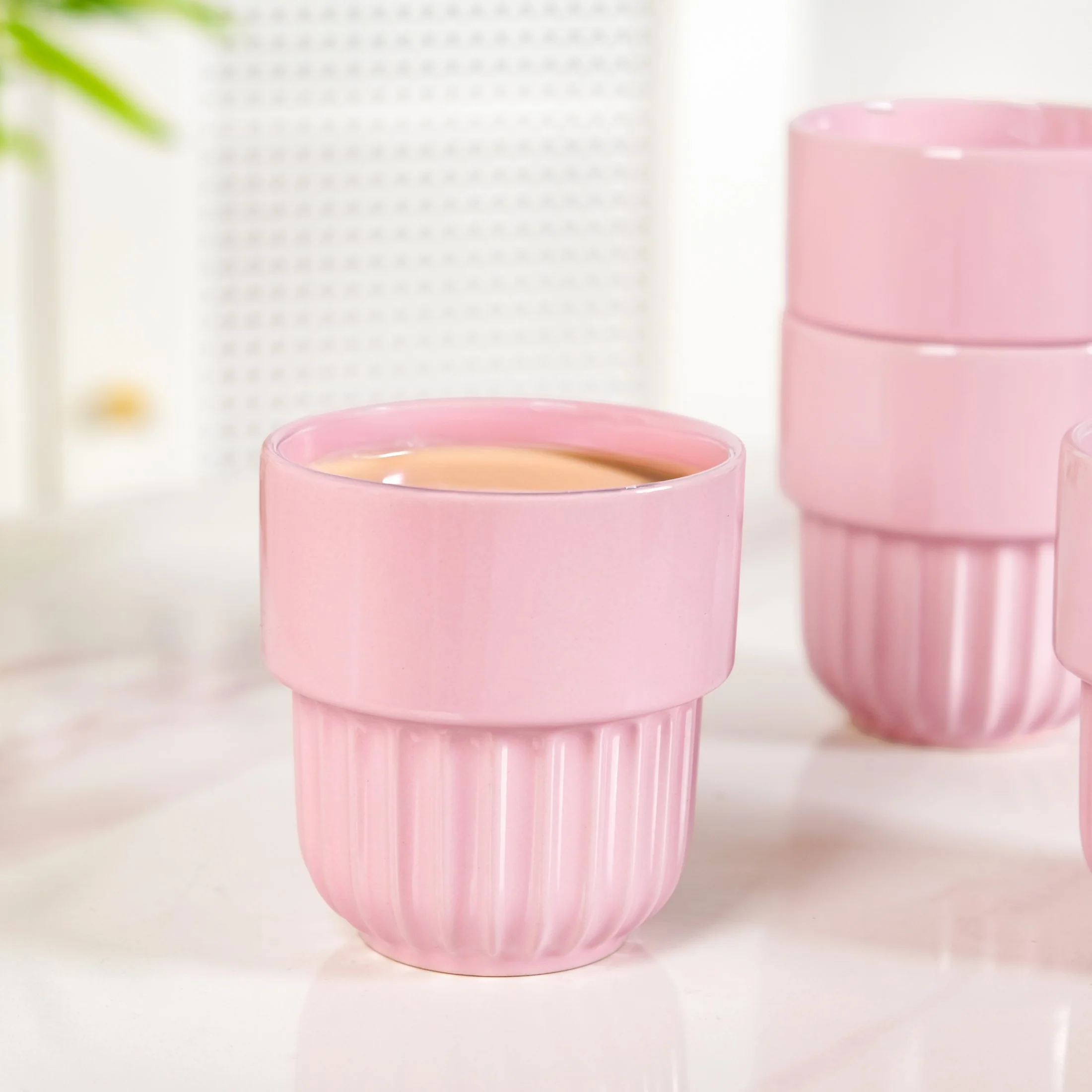 Snugsy Blush Pink Ceramic Stackable Cup Set Of 4 280ml - Image 7