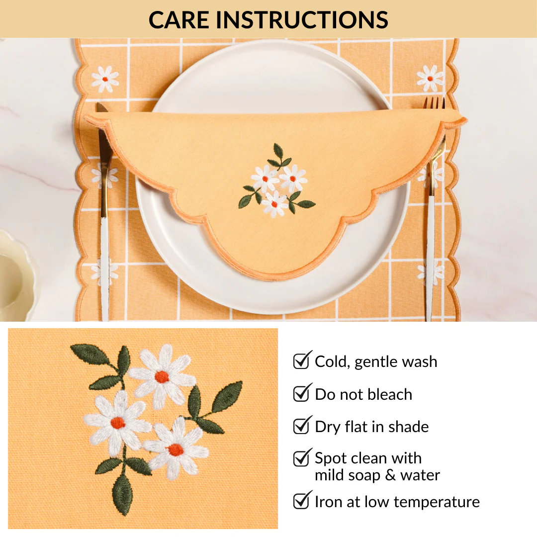Soft Blossom Cotton Embroidered Table Napkin Set Of 6 - Image 7
