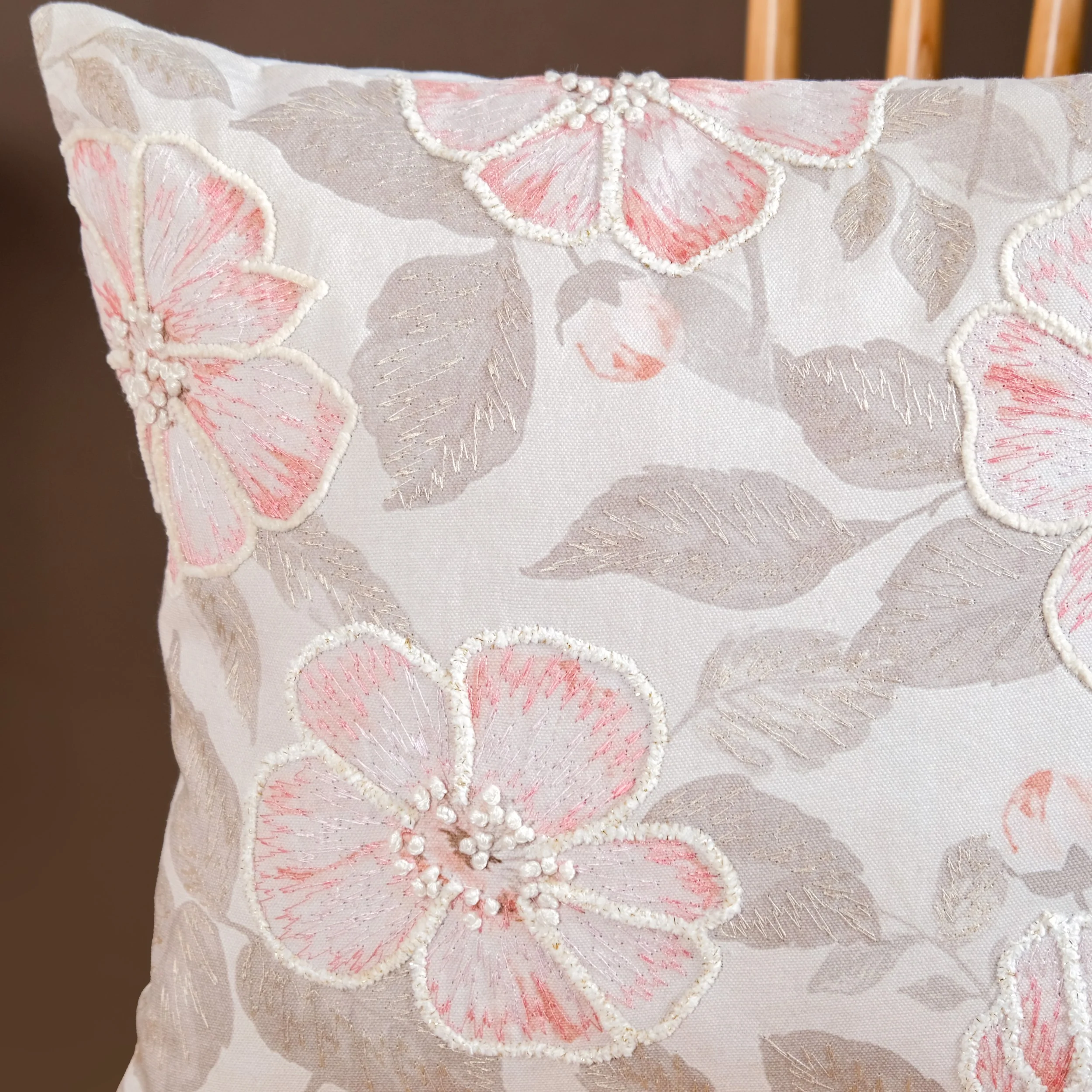 Soft Floralcore Embroidered Cushion Cover 40x40 cm - Image 3