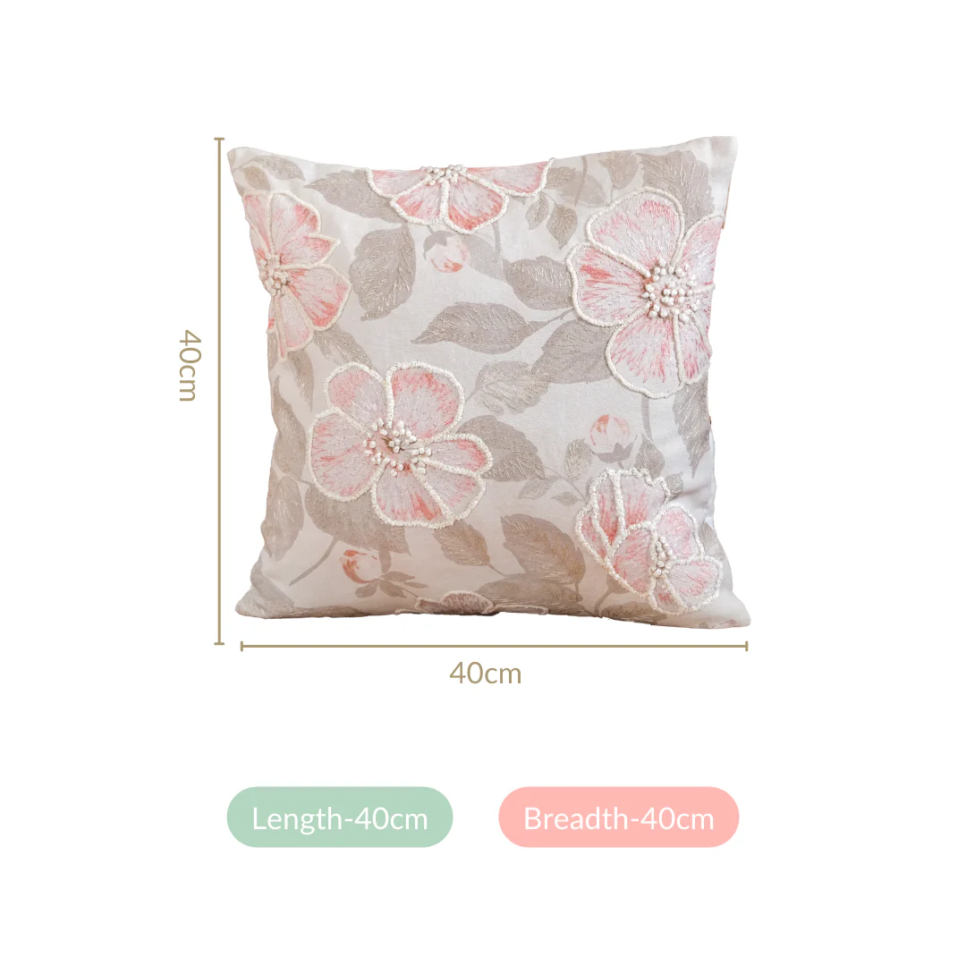 Soft Floralcore Embroidered Cushion Cover 40x40 cm - Image 4