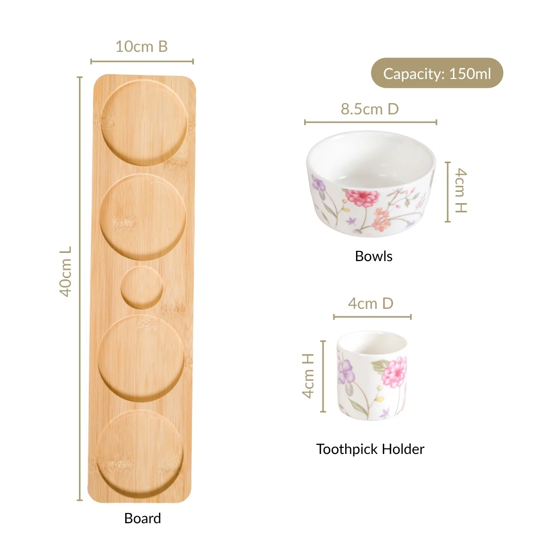 Soft Girl Floral Bowl Tray With Toothpick Holder Set - Image 4
