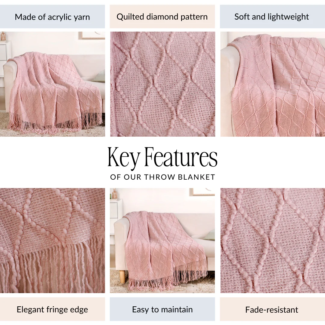 Softgirl Knitted Sofa Throw Pink - Image 4