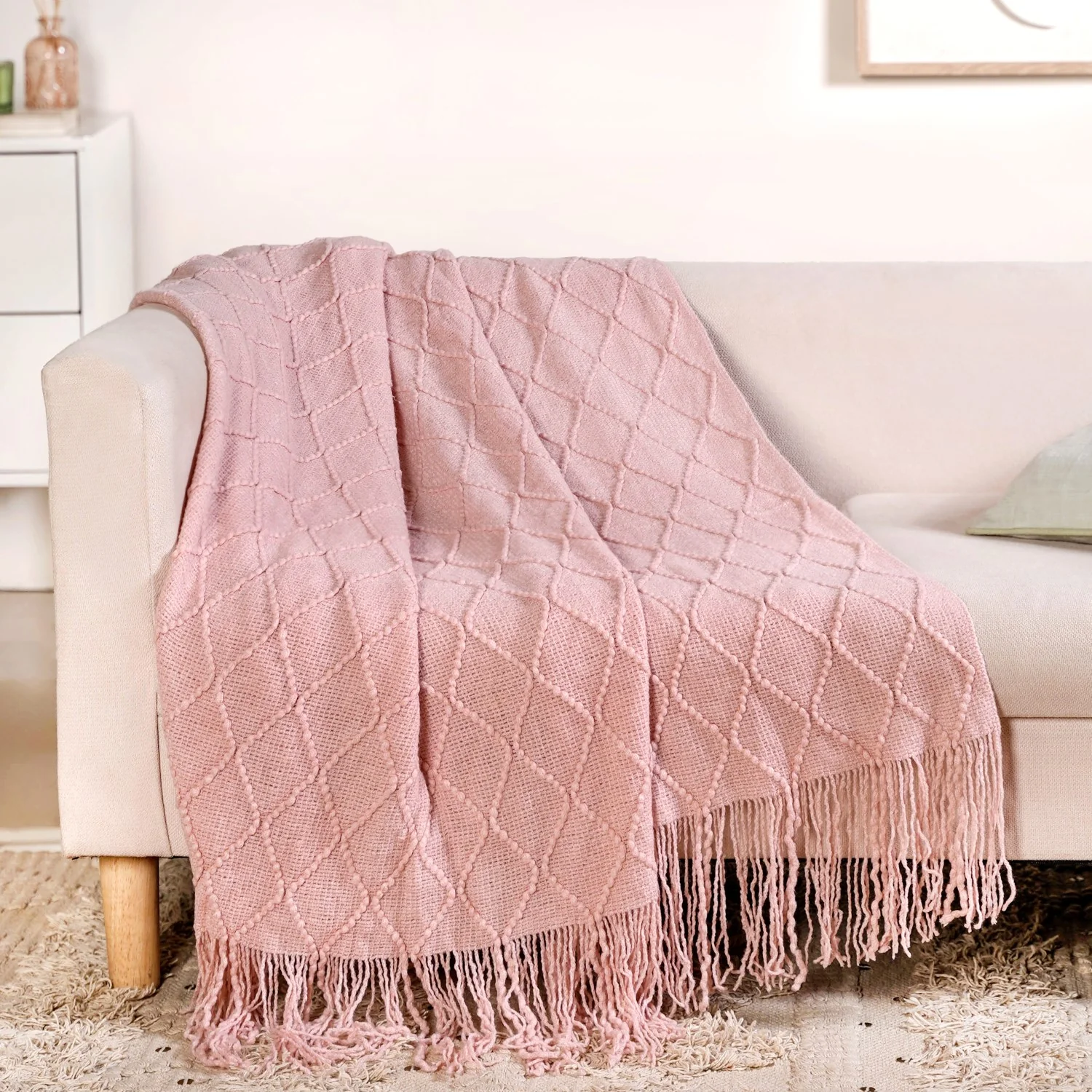 Softgirl Knitted Sofa Throw Pink - Image 6
