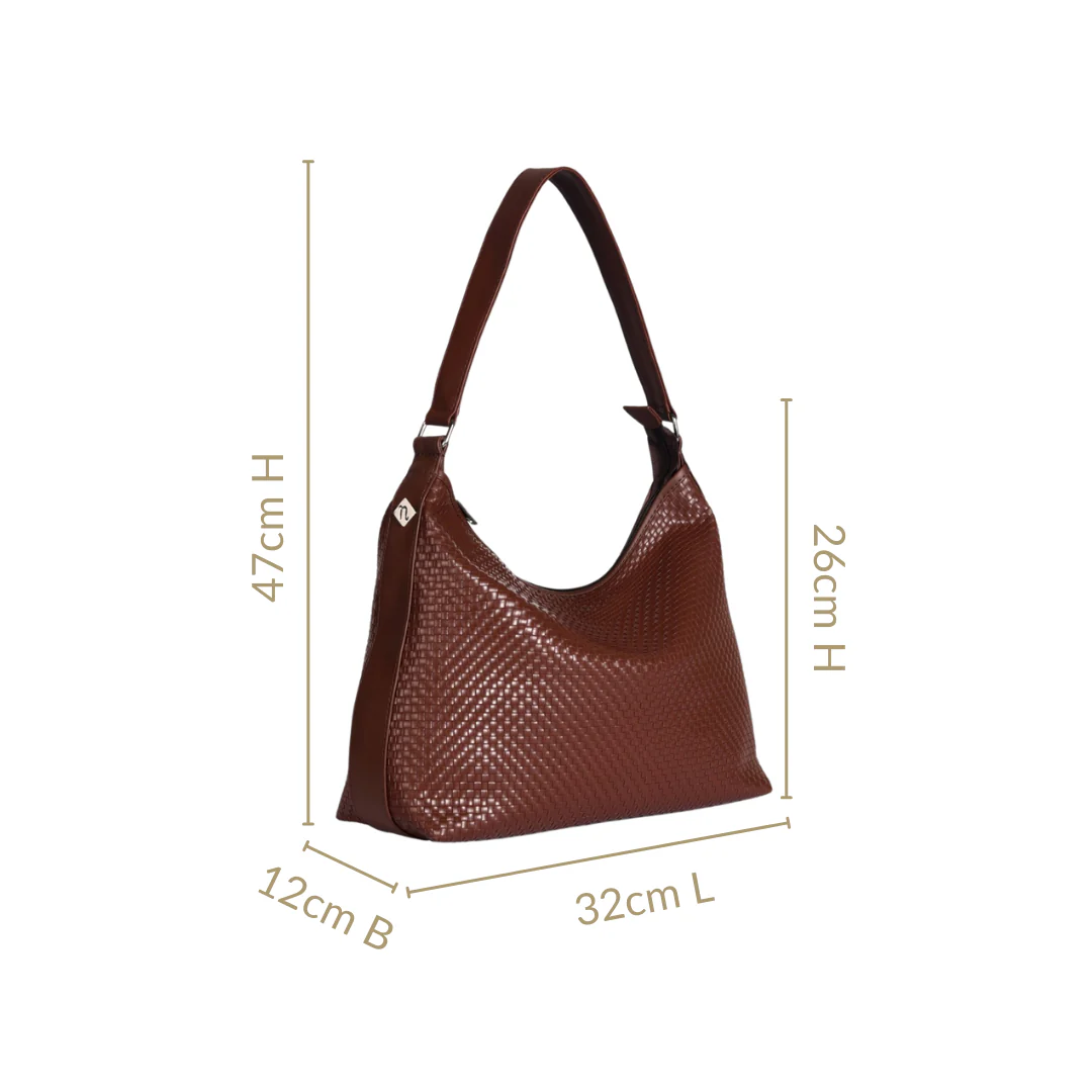 Soi Basket Weave Hobo Bag Brown - Image 4