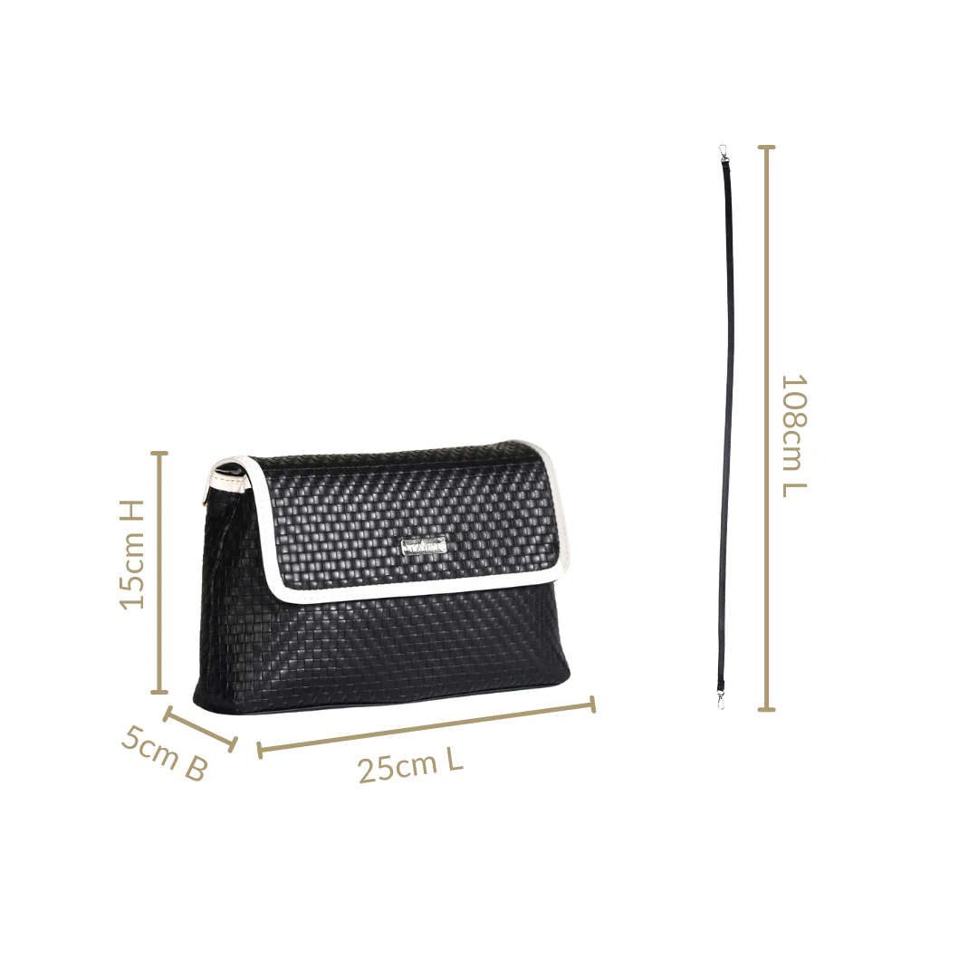 Soi Lattice Black Clutch Bag With Sling - Image 4