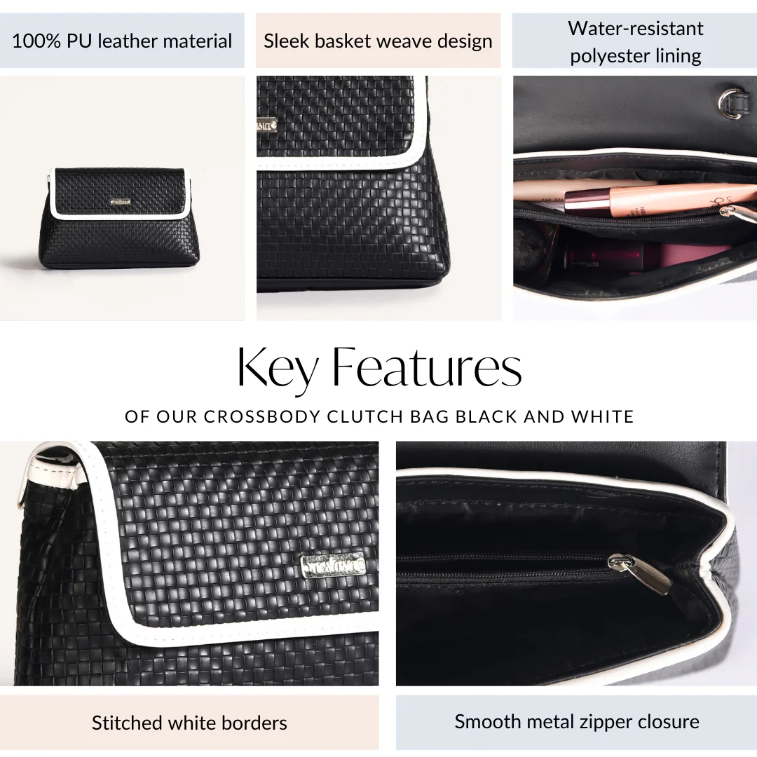 Soi Lattice Black Clutch Bag With Sling - Image 5